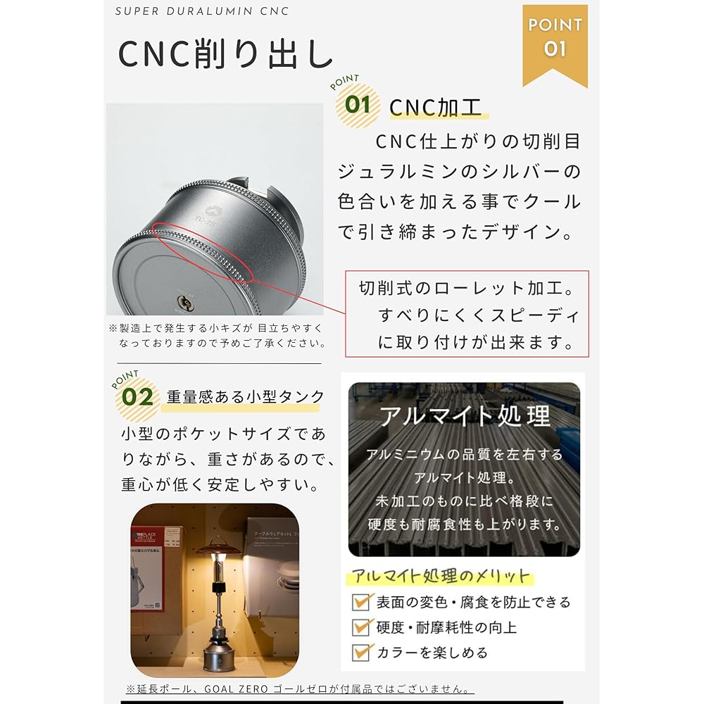 CAMPING MOON Camping Pocket Tank CB Type Gas Lantern Torch Burner Attachment Silver TC-25