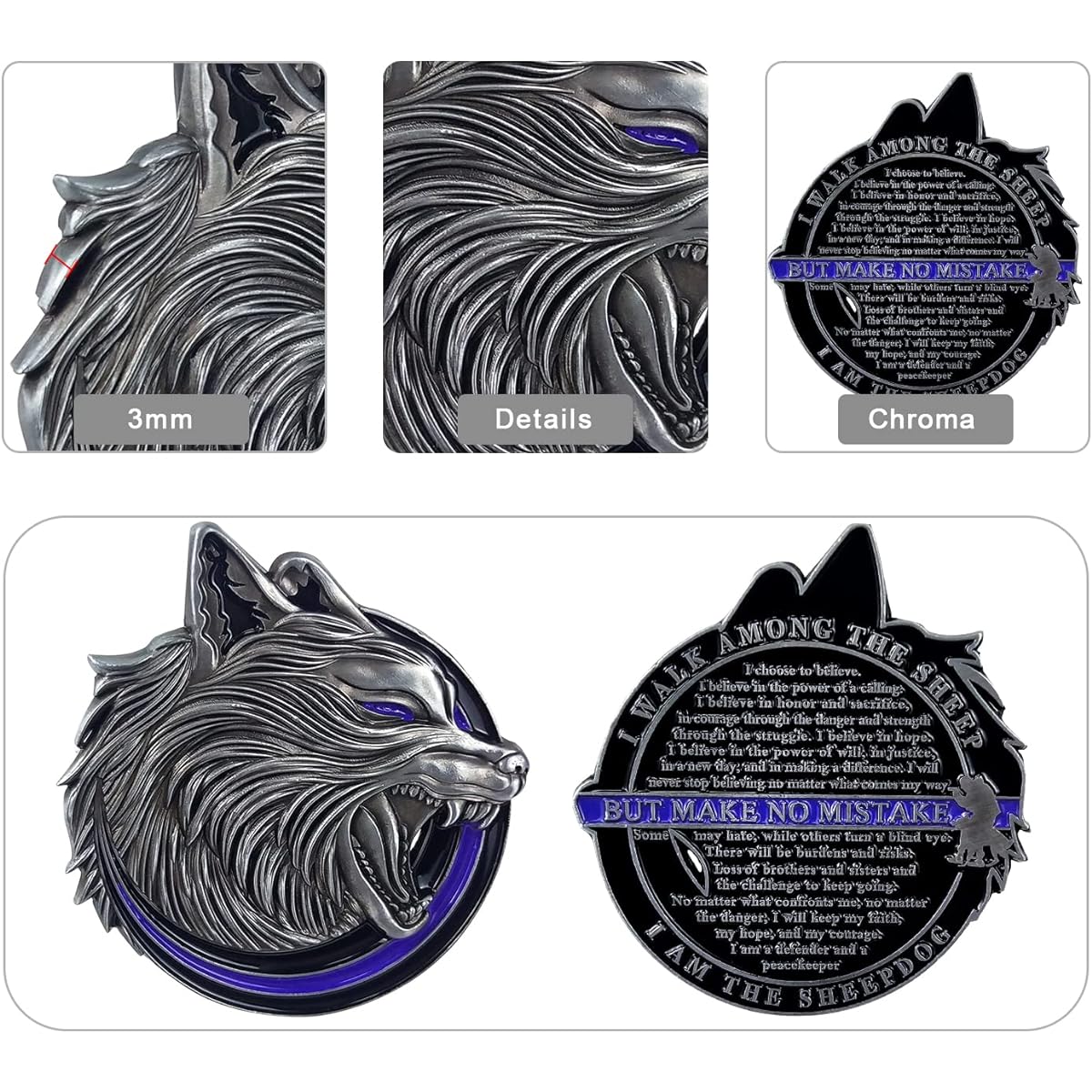 Police Challenge Coin Thin Blue Line Military Gift I May Walk Among The Sheep But Make No Mistake I Am The Sheepdog