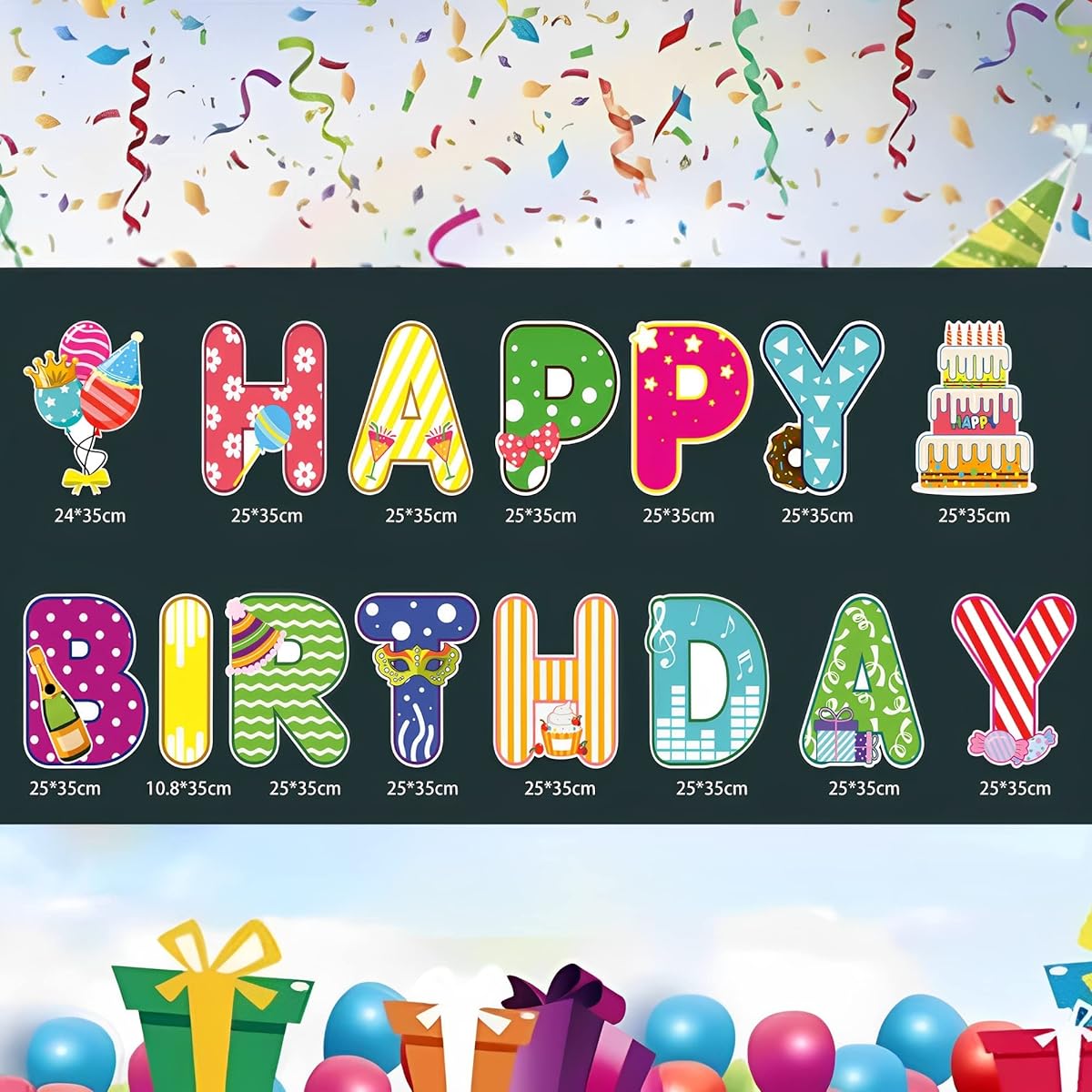 Paradmas Happy Birthday Yard Sign with Stake 13.75x9.85 Inch Letters