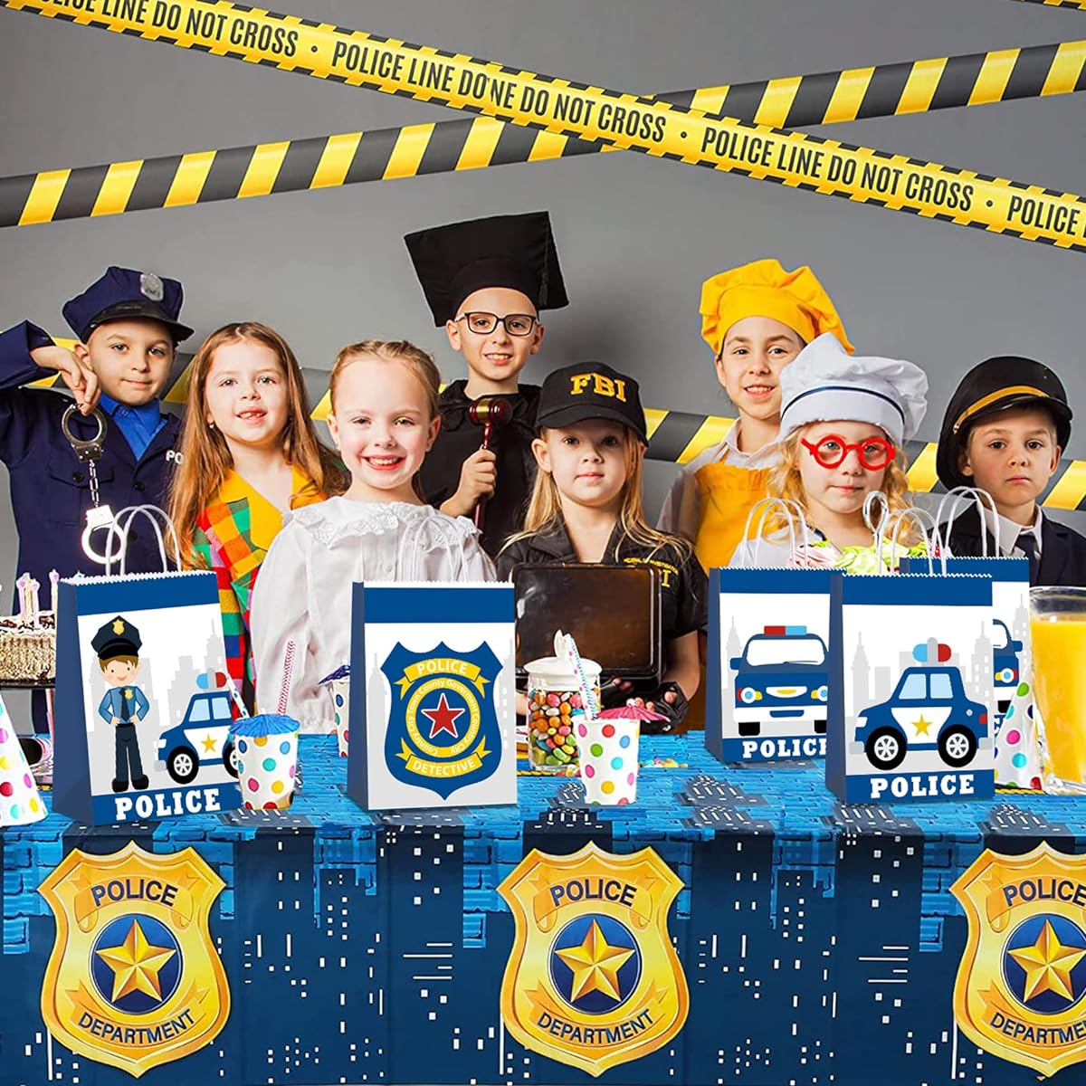 16pcs Police Party Bags Police Decorations for Party Police Gift Bags Police Party Favors Police Car Party Favors for Kids Police Officer Party Supplies