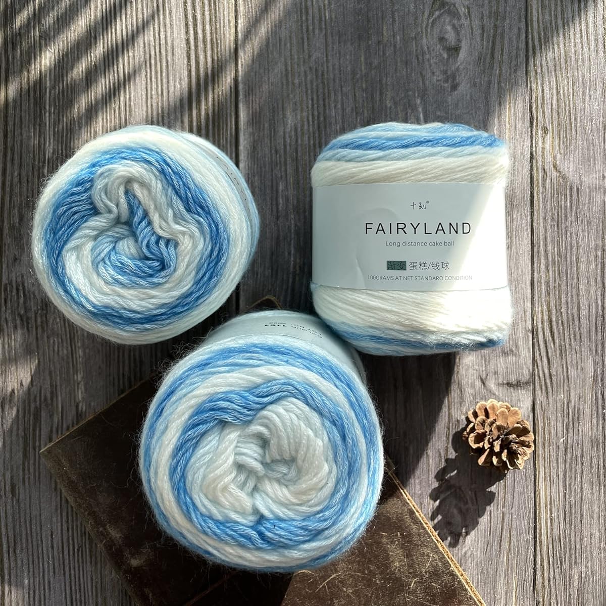 SHIKE Fairyland Cake Yarn Ombre Color Cotton Rainbow Yarn for Knitting or Crocheting 4x100g 60% Cotton 30% Acrylic 10% Wool Medium Weight Gradient Multicolor Air Yarn (64, 1 Pack)