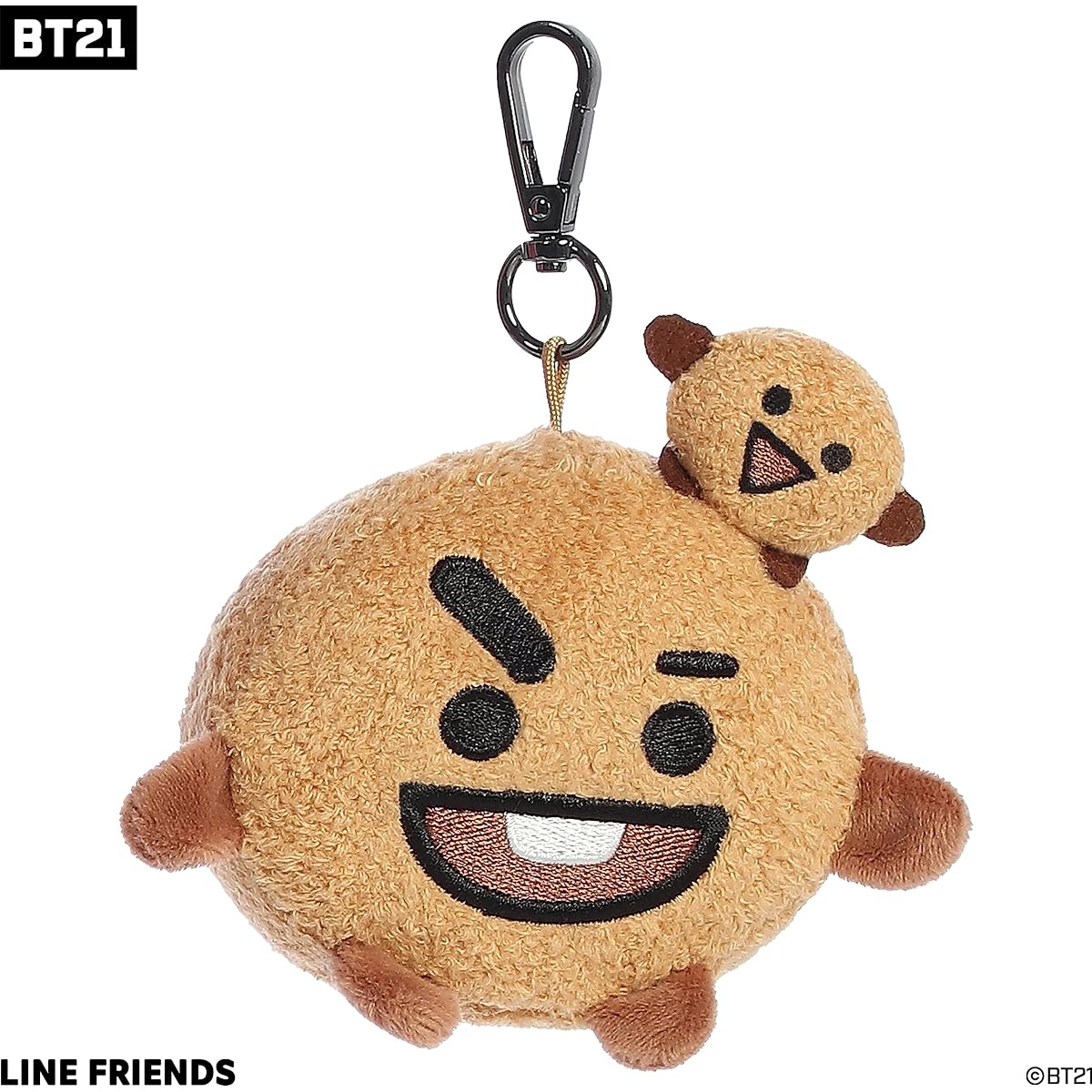 Aurora Lovable BT21 SHOOKY Keychain Stuffed Animal - Collectible Fun - Delightful Cuteness - Brown 4 Inches