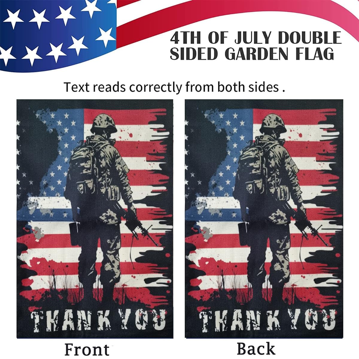 4th of July Garden Flag Welcome Star Patriotic Striped Independence Day Flag Vertical Double Sided Patriotic Memorial Day American Veterans Holiday Farm Home Outdoor Garden Decor 12.5 x 18 inches