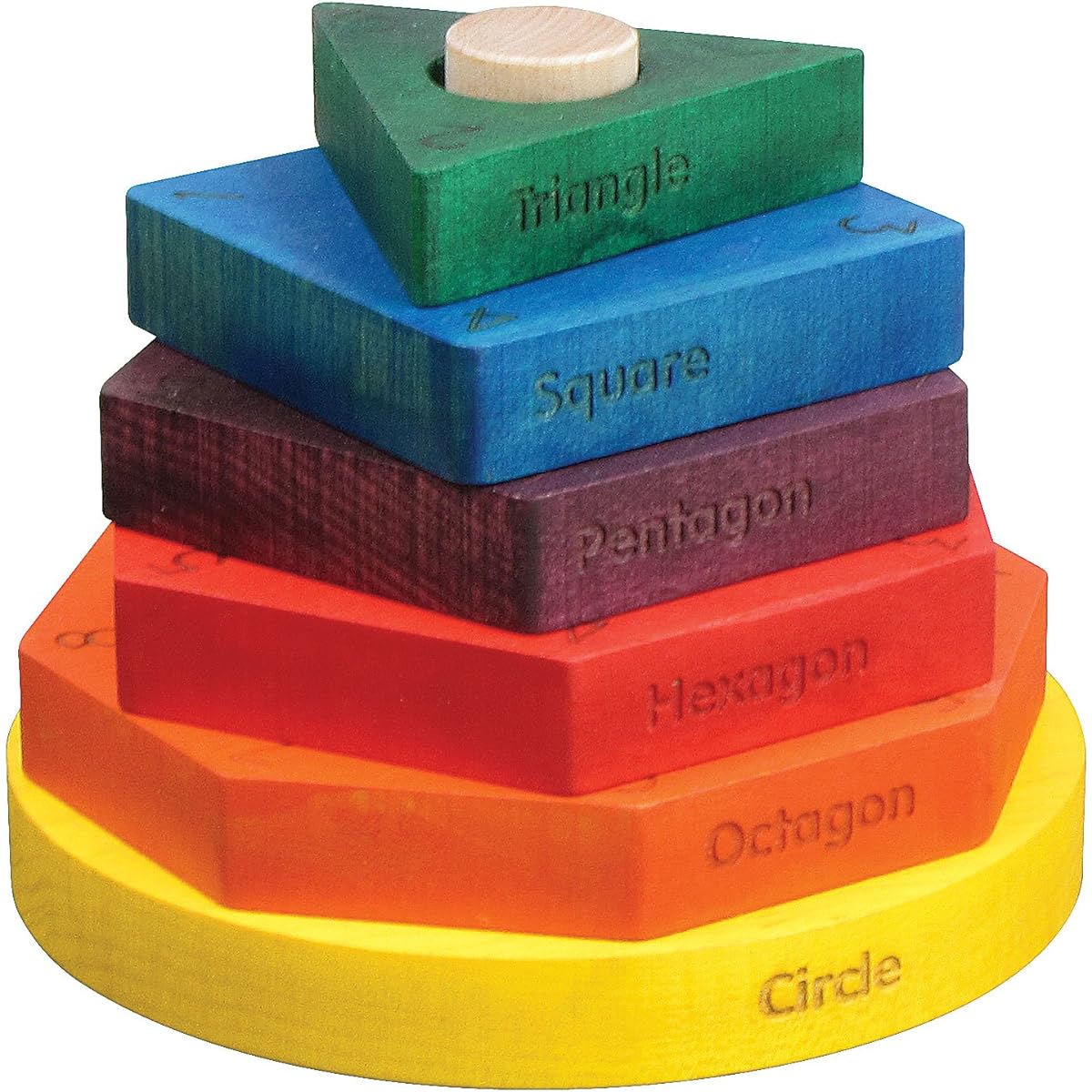 Shape Stacker in Rainbow Colors - Made in the USA