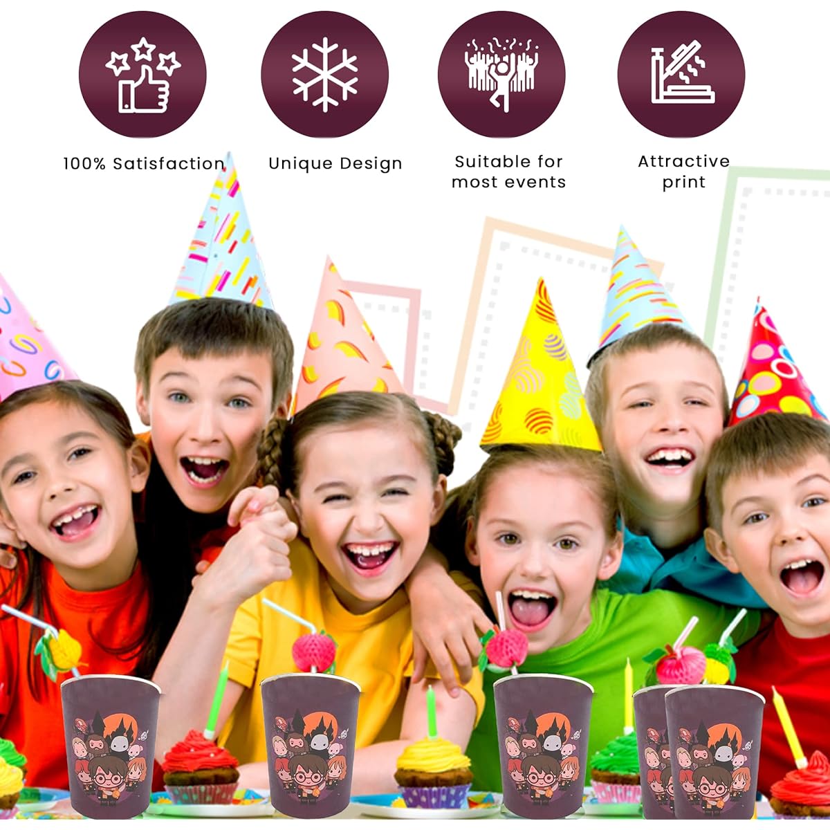 Deco Cart Magical Harry Tableware Birthday Decorations - 50 Pieces - Harry Wizard Birthday Supplies Magical Wizard Party Tableware Plates Cups Napkins for 10 People