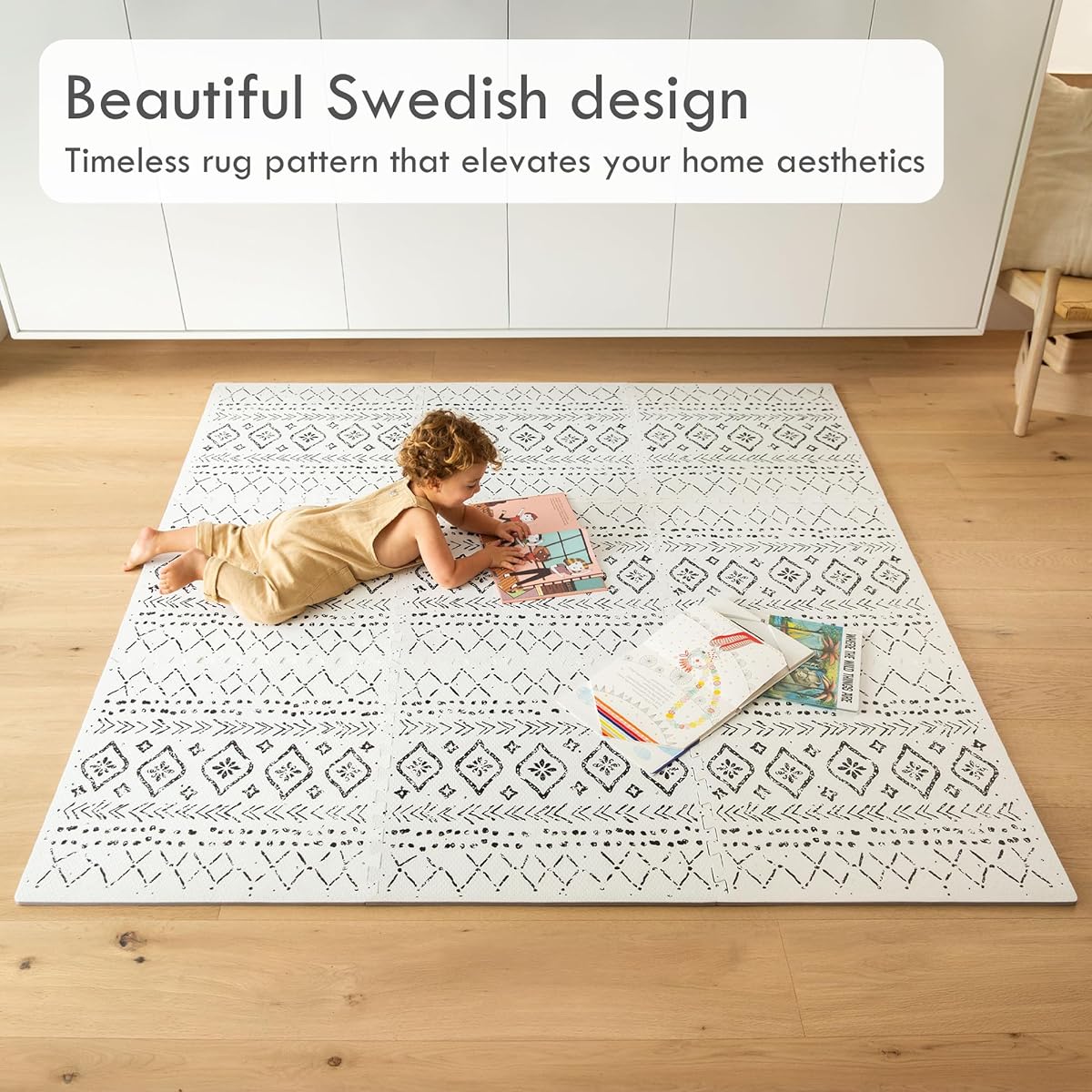 Lillefolk Baby Foam Playmat - Baby Playmat Kids Floor Tiles Puzzle Piece Floor Mat - Foam Baby Mat for Floor Play Mat - Baby & Toddler Non-Toxic Playmat Baby Tummy Time Mat 6x6ft Boho