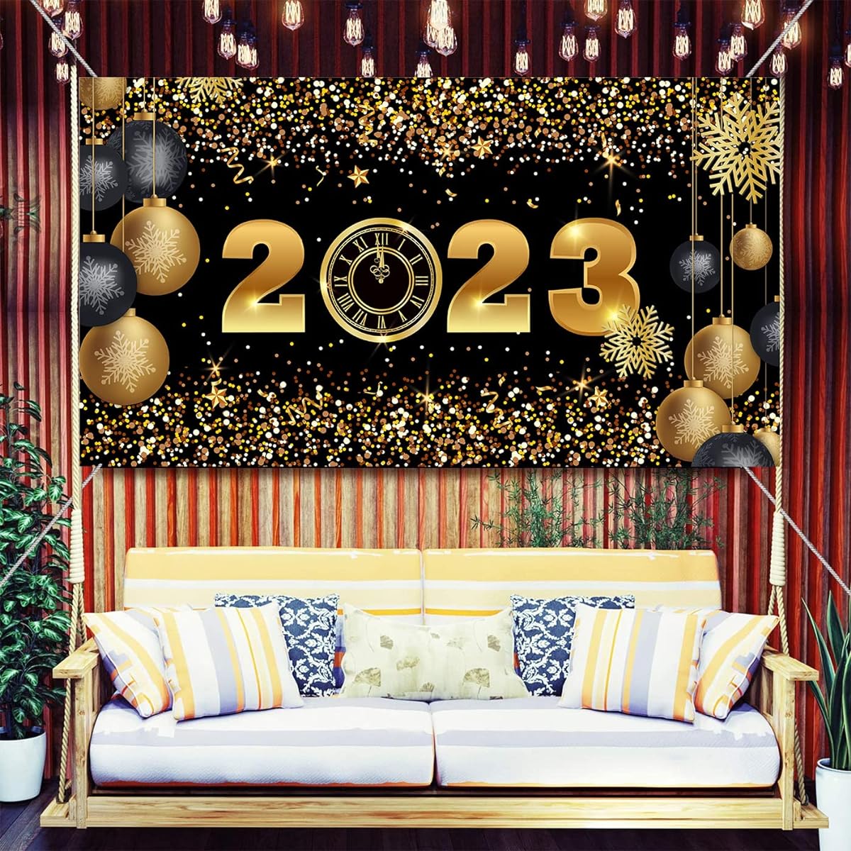 2023 New Year Party Decoration Banner New Year Photo Background New Year Birthday Party 2023 New Year Photo Booth Props (72 x 44 inches)