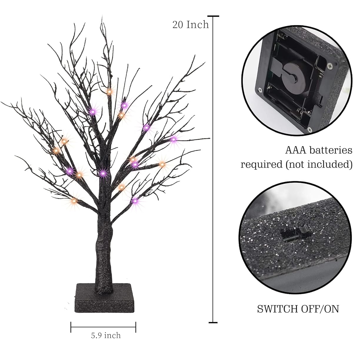 Dazzle Bright Lighted Halloween Birches Tree Decor (2 Pack)