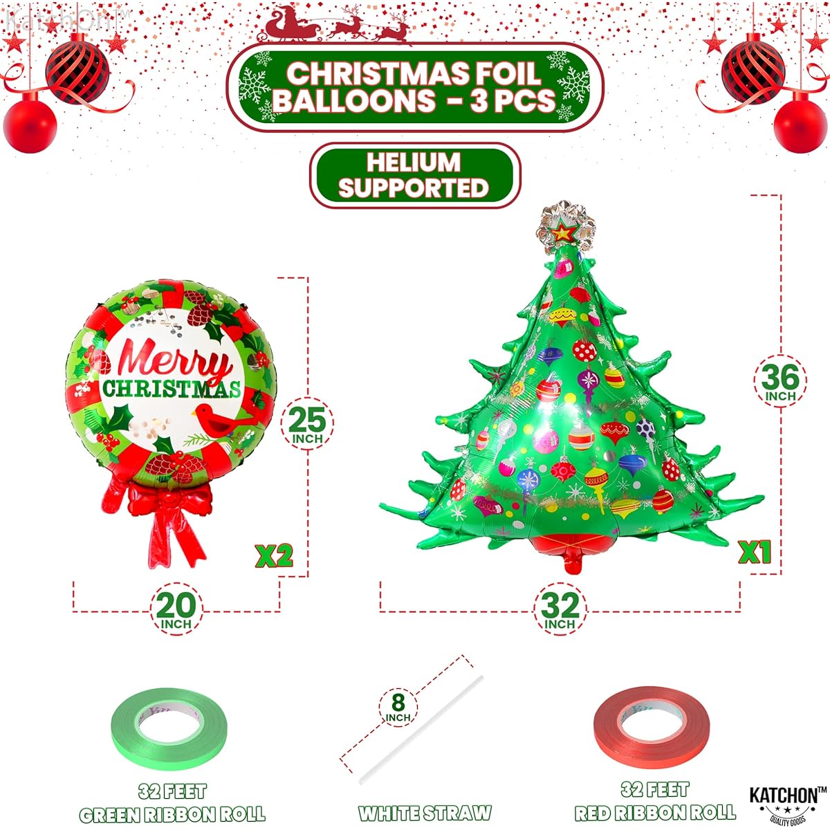 Christmas tree foil balloons.