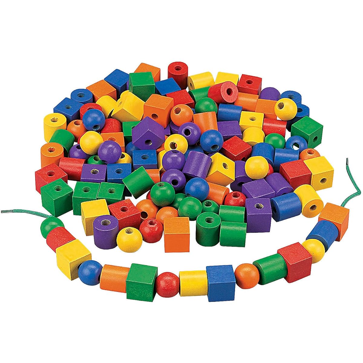 Fun Express Amazing Wooden Lace Beads Stringed - Bulk Set of 120 - Educational and Learning Activities for Kids