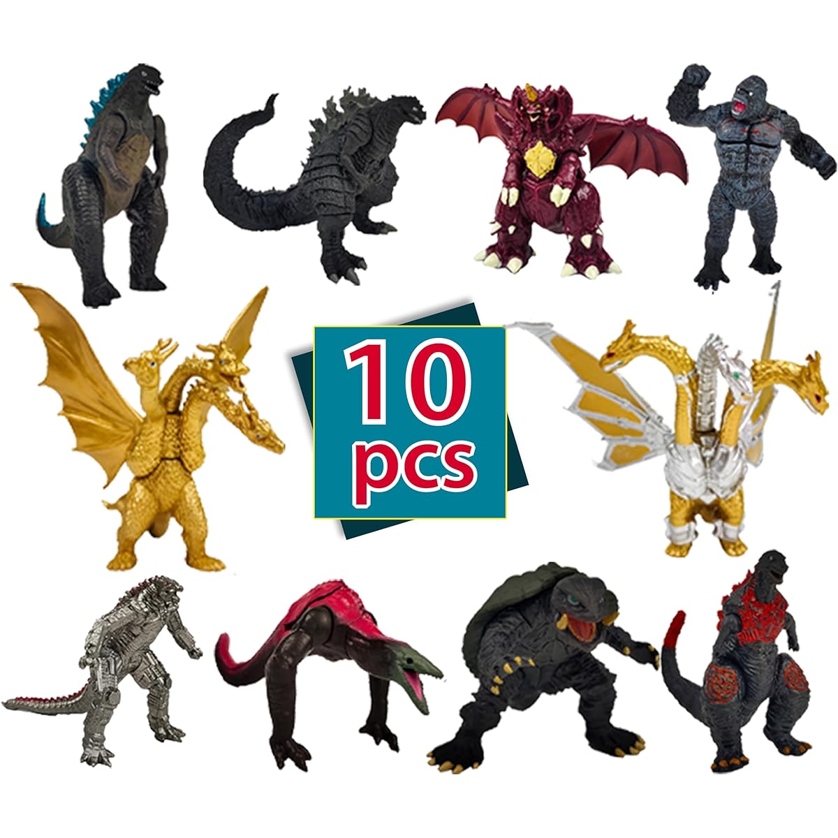 ViliV Godzilla Figures Set of 10 - Godzilla Toys for Boys - Action Figures Godzilla Toys King Kong Toys Shin Godzilla Toys Mechagodzilla Toys King Ghidorah Toy Godzilla Ultima Skullcrawler