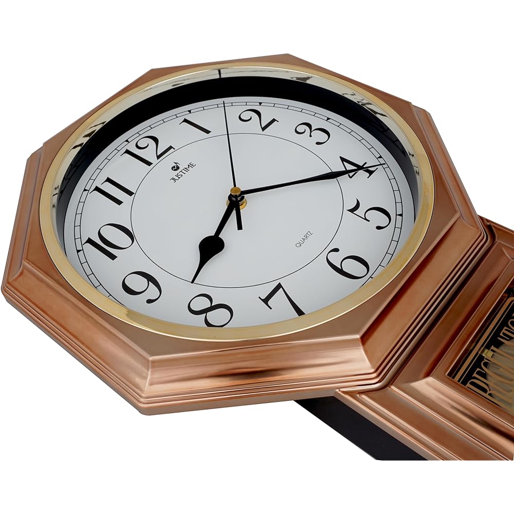 JUSTIME School House Pendulum Clock Wall Clock with Pendulum Chiming Westminster Melody Wall Clock Wall Clock Wall Clock