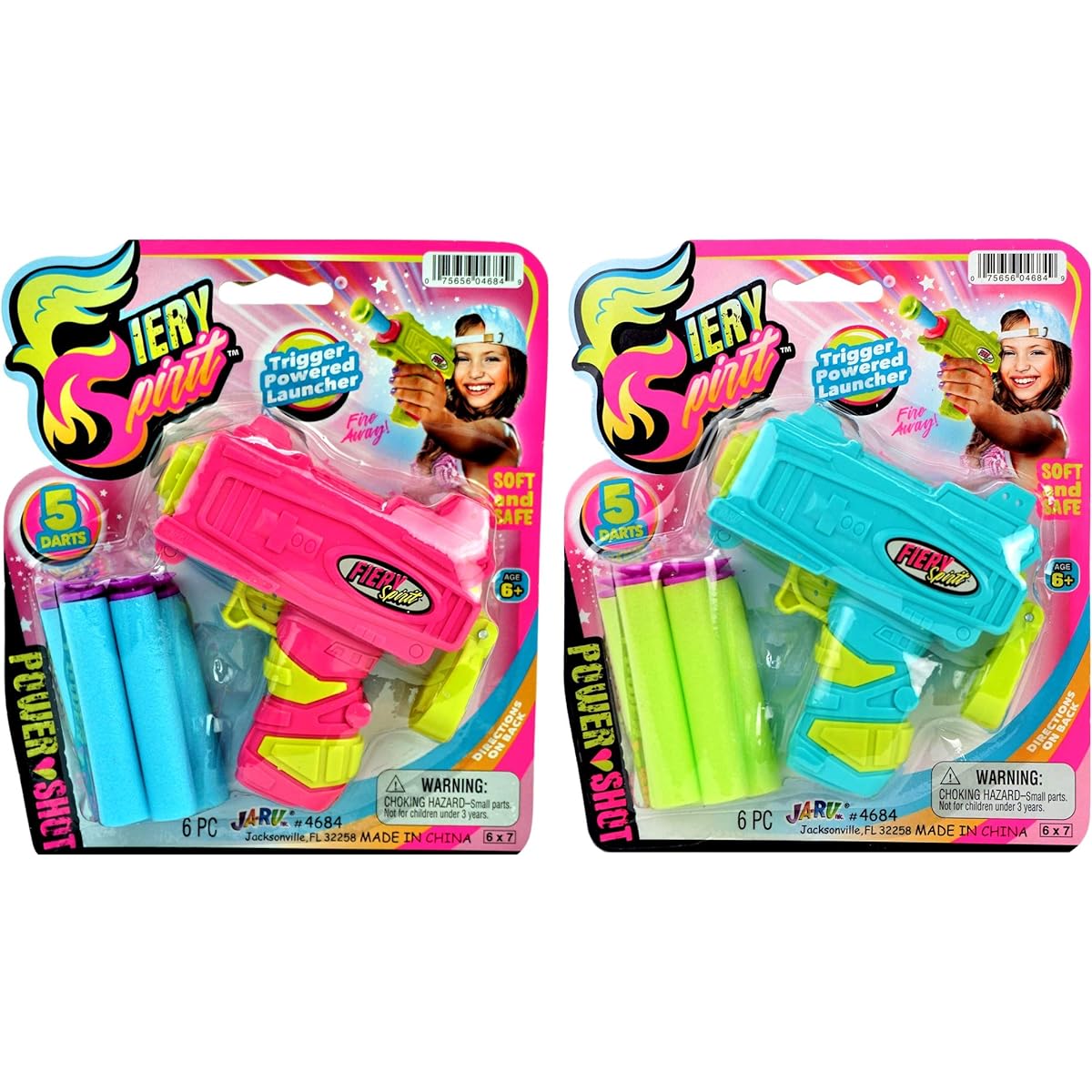 JA-RU Girls Mini Toy Gun Elite Blaster (6 Guns Assortment) Soft Foam Dart Bullets for Kids and Adults Small Shooter Gun Girls Toys Bulk Birthday Party Favors Stockings Party Supplies 4684-6p