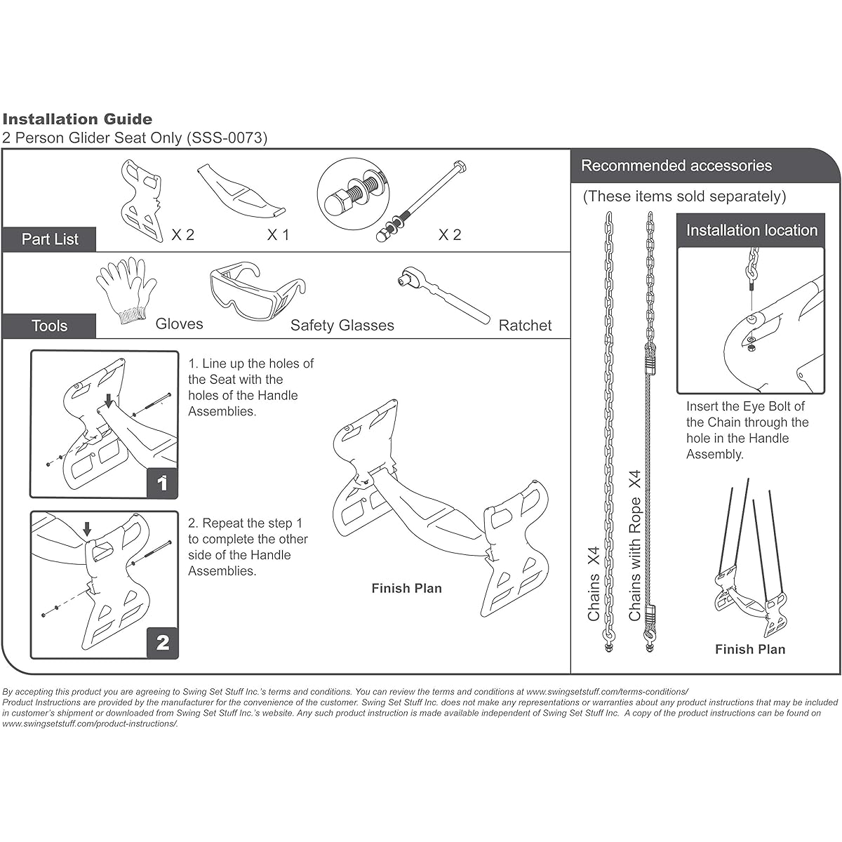 Swing Set Stuff Glider No Rope or Chain – Drilled Chain