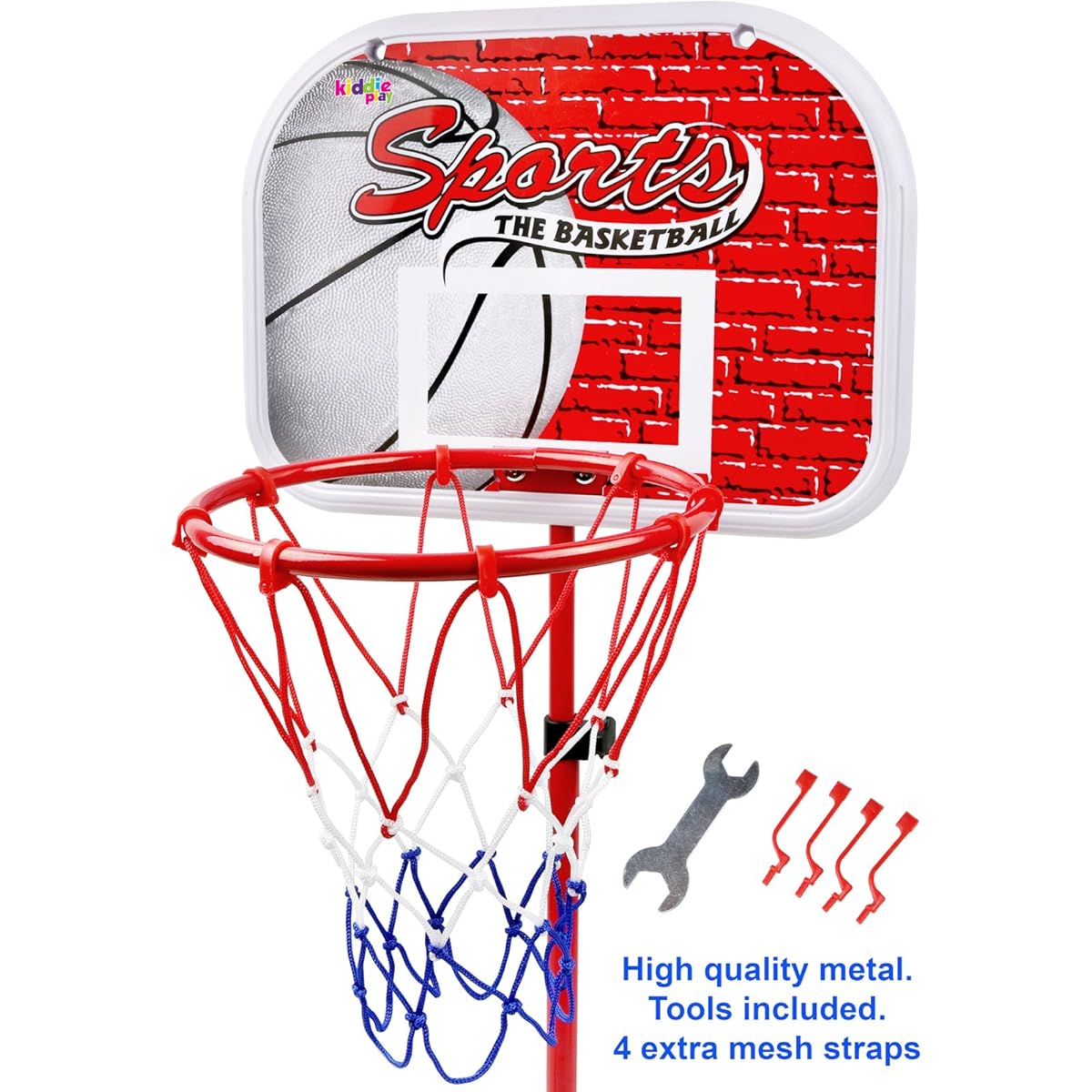 Kiddie Play Basketball Hoop Stand Toy Set Adjustable Height Up to 4 Feet