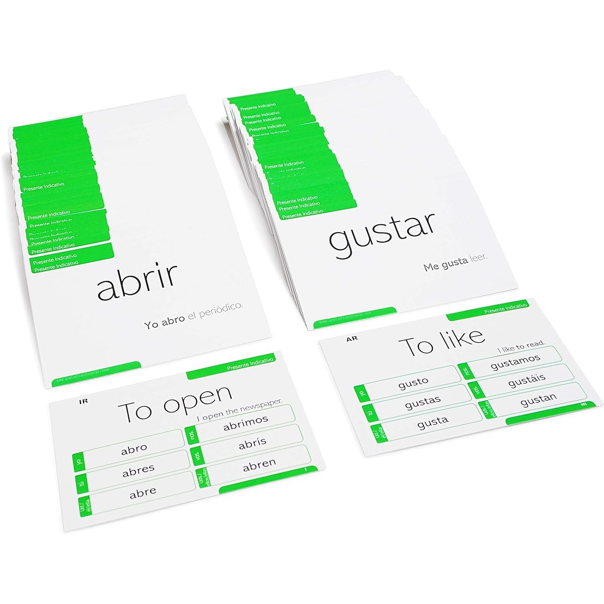 200 Spanish Verb Conjugation Presente Indicativo Flashcards - Full Examples in Both Spanish and English