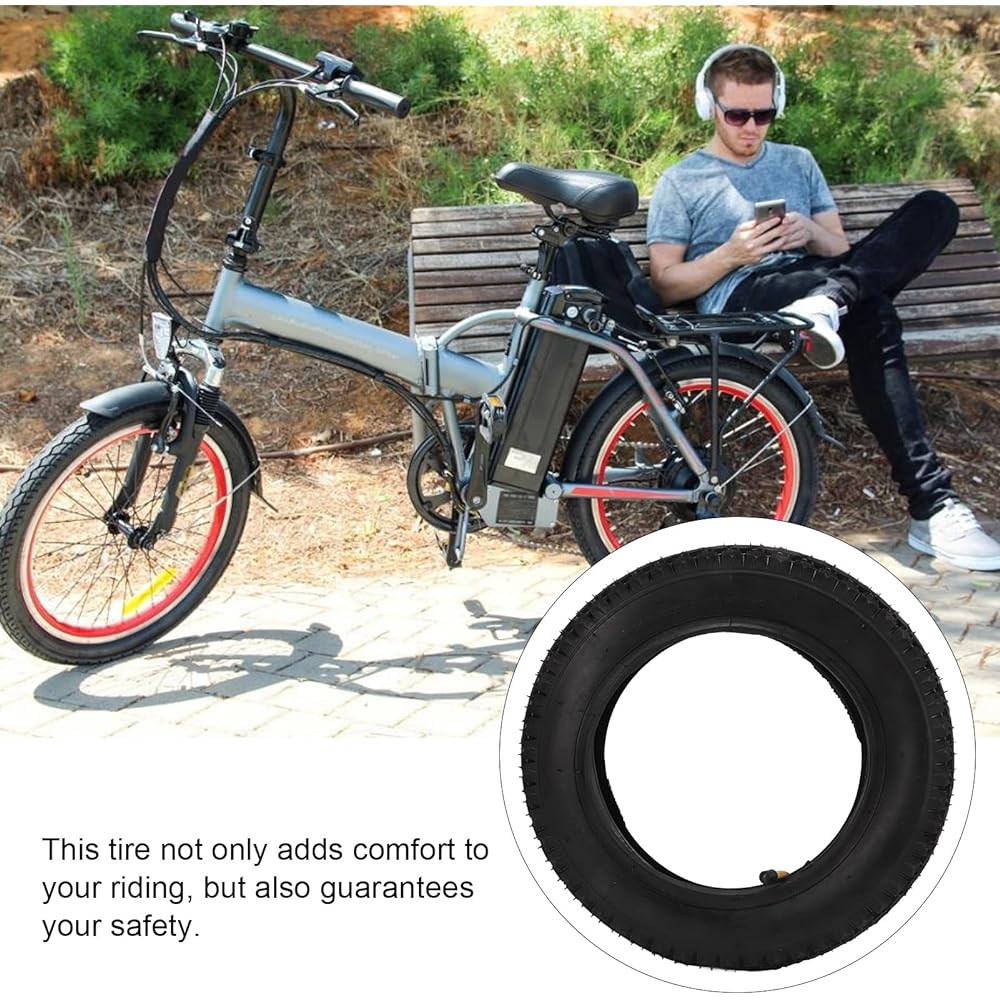Bicycle Tire and Inner Tube, Inflatable Rubber Tire 12 1/2x2 1/4 (57‑203) Tire and Inner Tube Set with Angle Valve Stem for Electric Bicycle