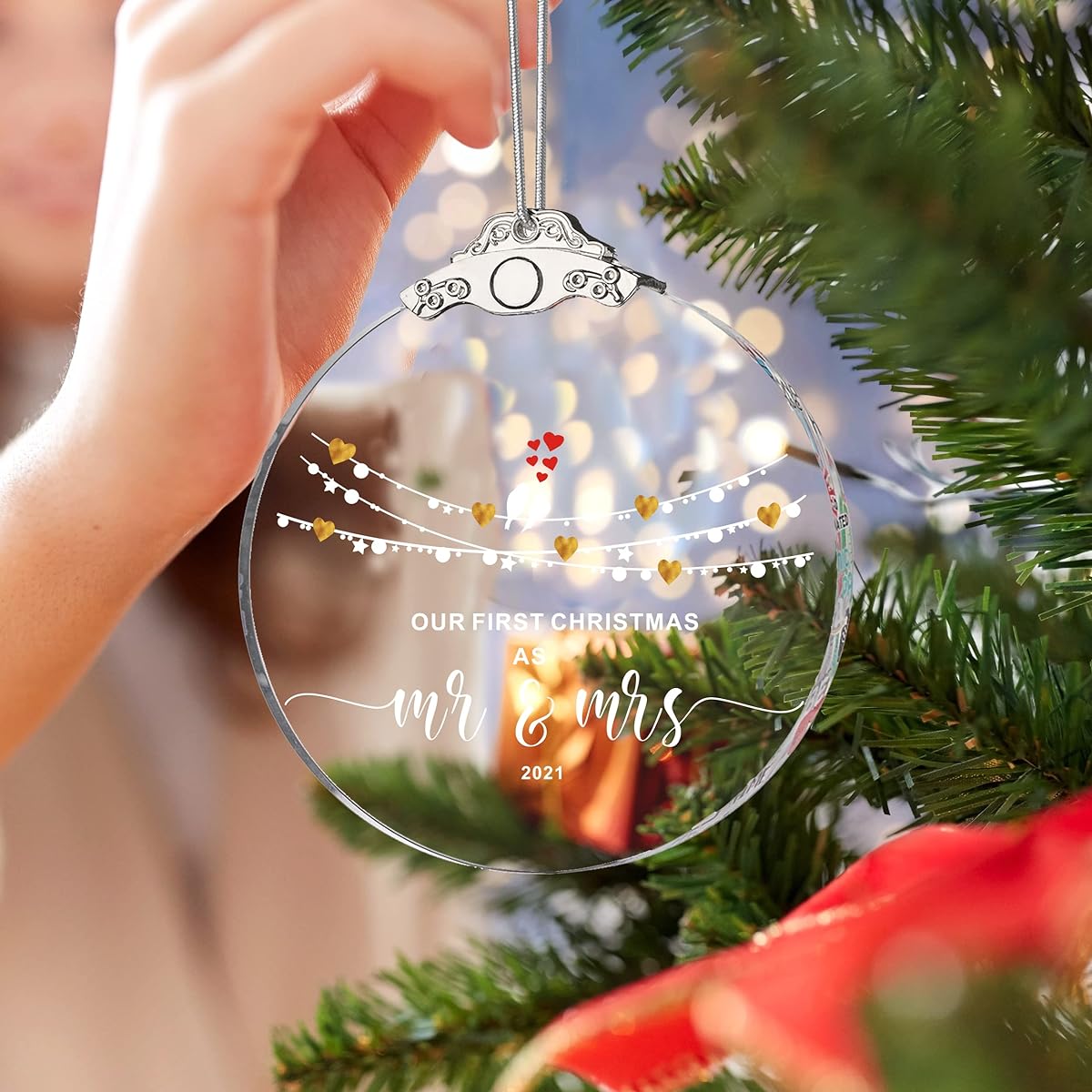 Mkyoo Our First Christmas as Mr SND Mrs Crystal Glass Christmas Ornaments Couple Wedding Gifts Newlywed Christmas Ornaments Tree Decorations Personalized Crafts