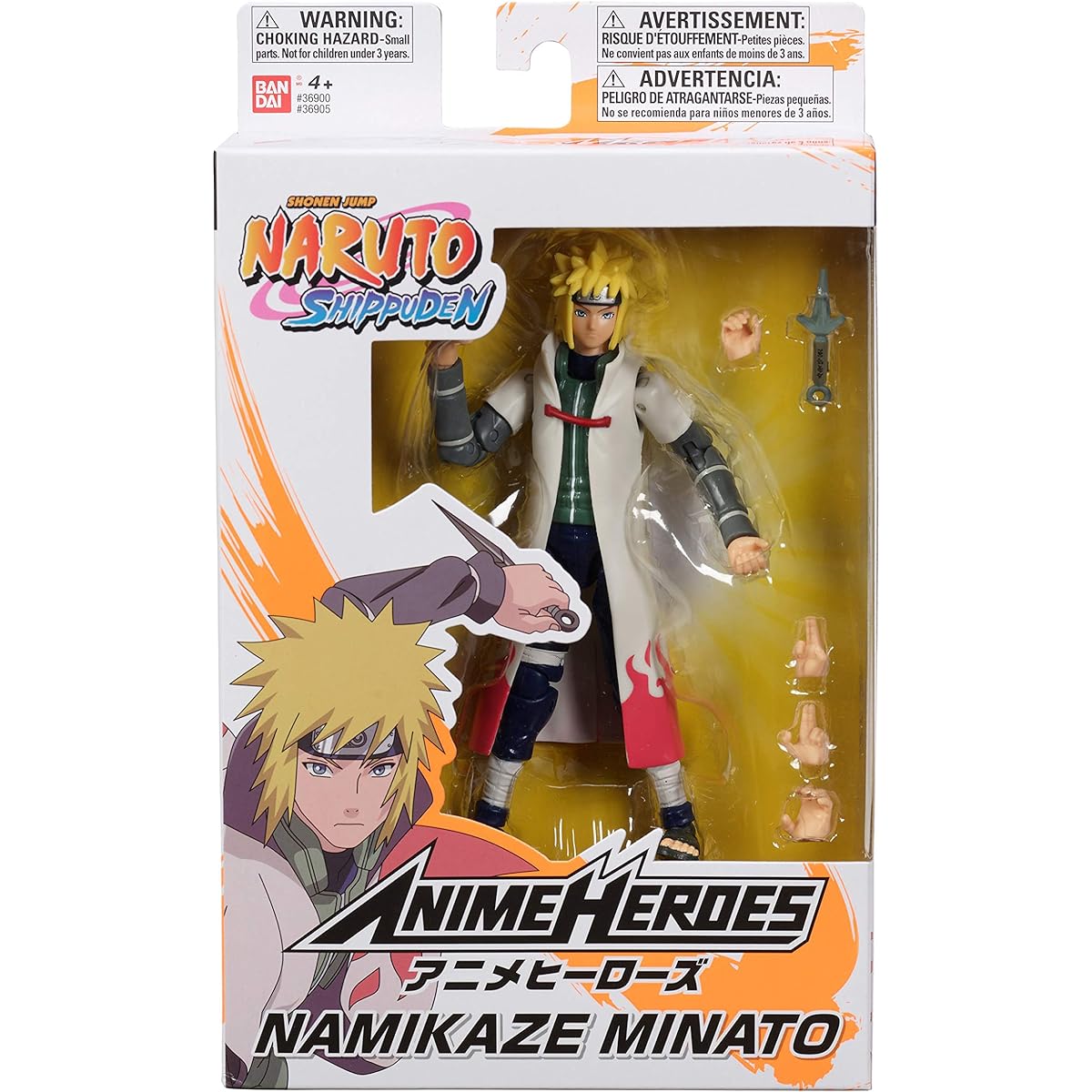 Anime Heroes Official Naruto Shippuden Action Figure - Minato Minami - Poseable Action Figure with Interchangeable Hands and Accessories 36905 Multicolor