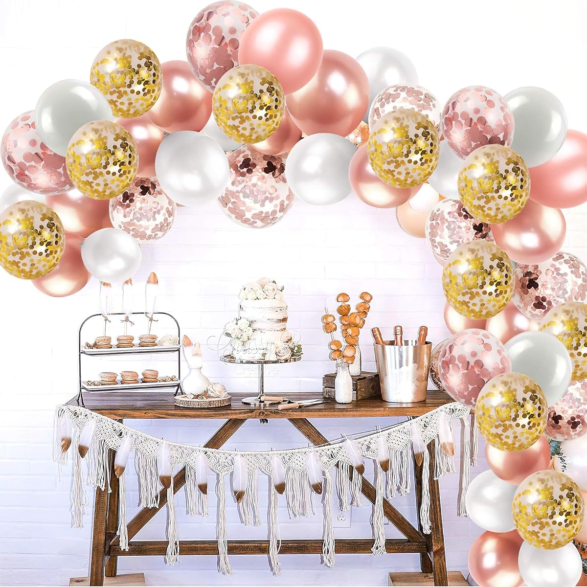 NOT HOME® Balloon Set, Confetti, 112 Pieces, Rose Gold, Wedding, Birthday, Party, Decoration Balloons, Graduation, Celebration, Confession, Valentine's Day Support, Surprise, Decoration Set