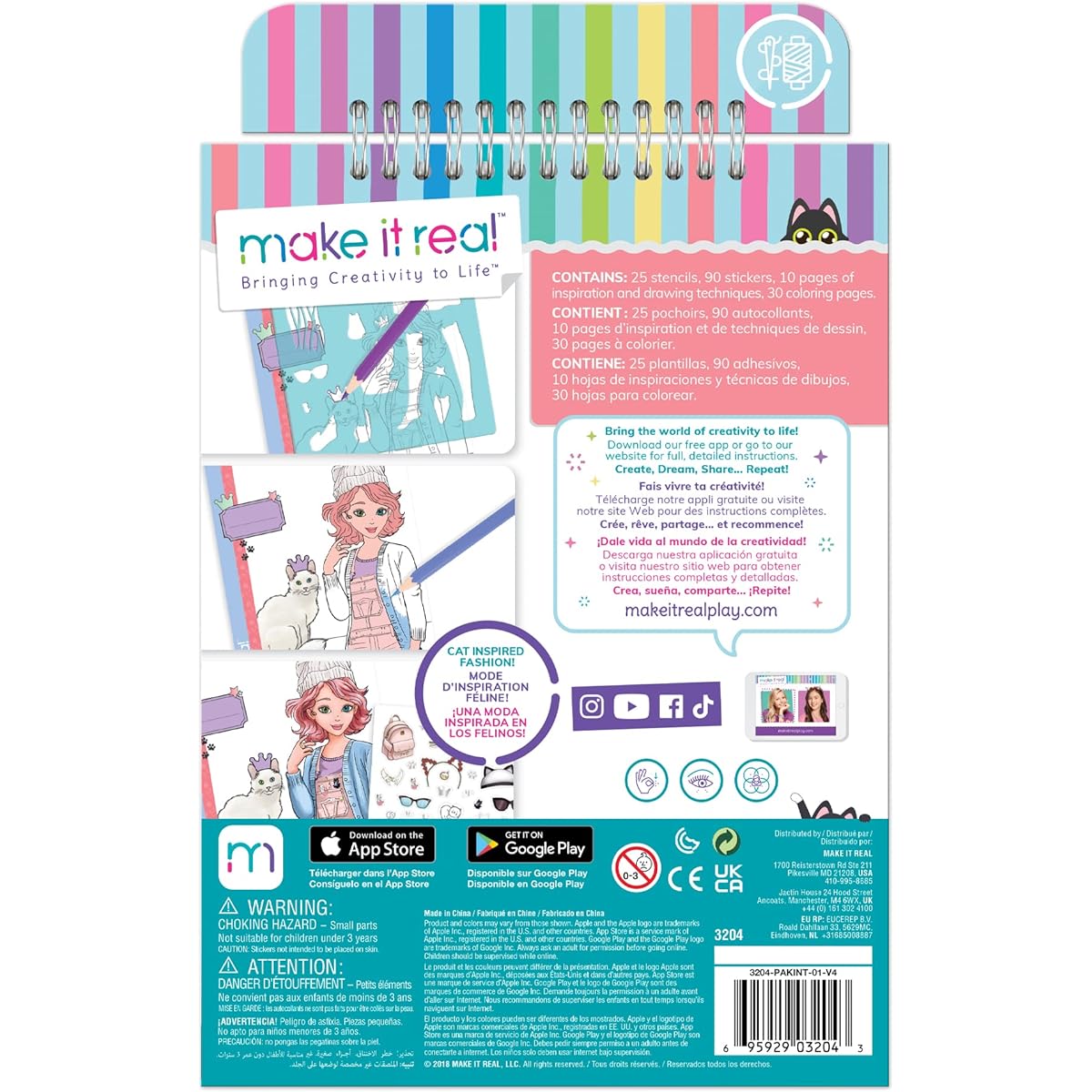 Make It Real - Fashion Design Sketchbook: Pretty Kitty Cat Inspired Fashion Design Coloring Book. Sketchbook, Stencils, Stickers, Fashion Design Guide for Girls