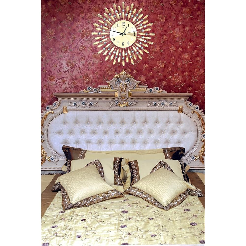 Stylish Wall Clock YRO Luxury Nordic Style Sparkling Iron Modern Wall Decoration Battery Operated Living Room Entrance Design Clock (Iron Gold)