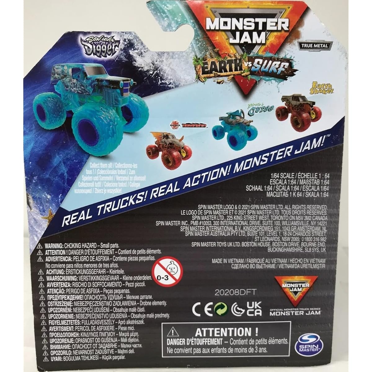 Monster Jam Earth vs Surf Son-uva Digger Exclusive 1:64 Scale Truck