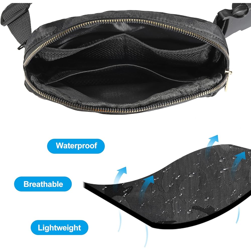 PATIKIL Fanny Pack Waterproof Belt Bag Men & Women Adjustable Crossbody Bag Waist Bag for Running Travel Workout Camo Black