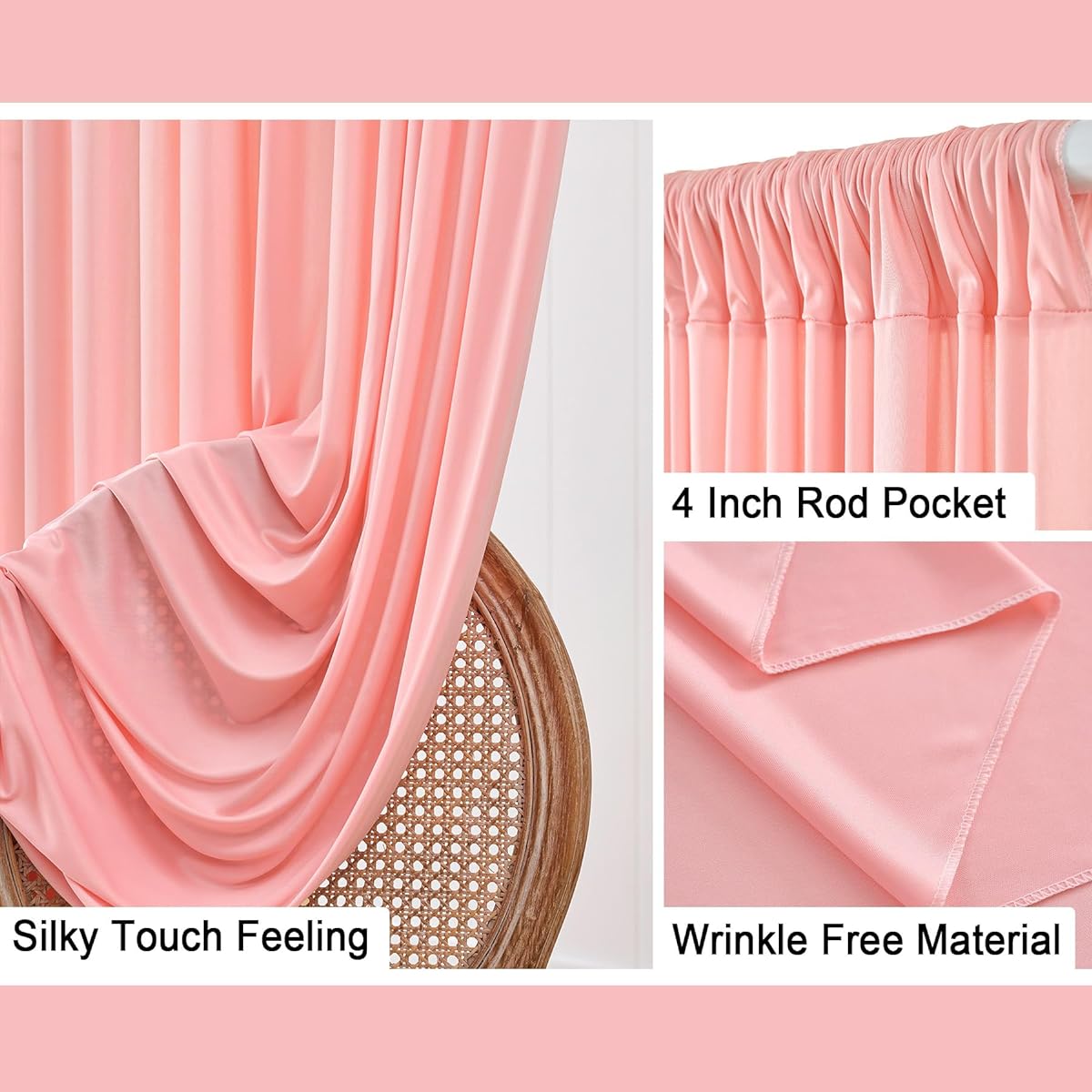 10ft x 20ft Wrinkle Free Blush Pink Backdrop Curtain Panels Polyester Photography Background Drape Wedding Party Home Decoration Supplies