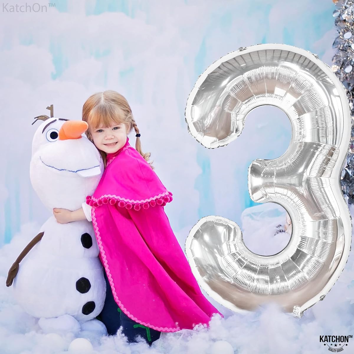 Giant, 40 Inch Silver Number 3 Balloons - 3 Mylar Balloons | 3rd Birthday Decorations | 3rd Birthday Decorations | Silver 3 Balloon Number 3rd Balloon Birthday | Silver 3rd Birthday Decorations for Boys