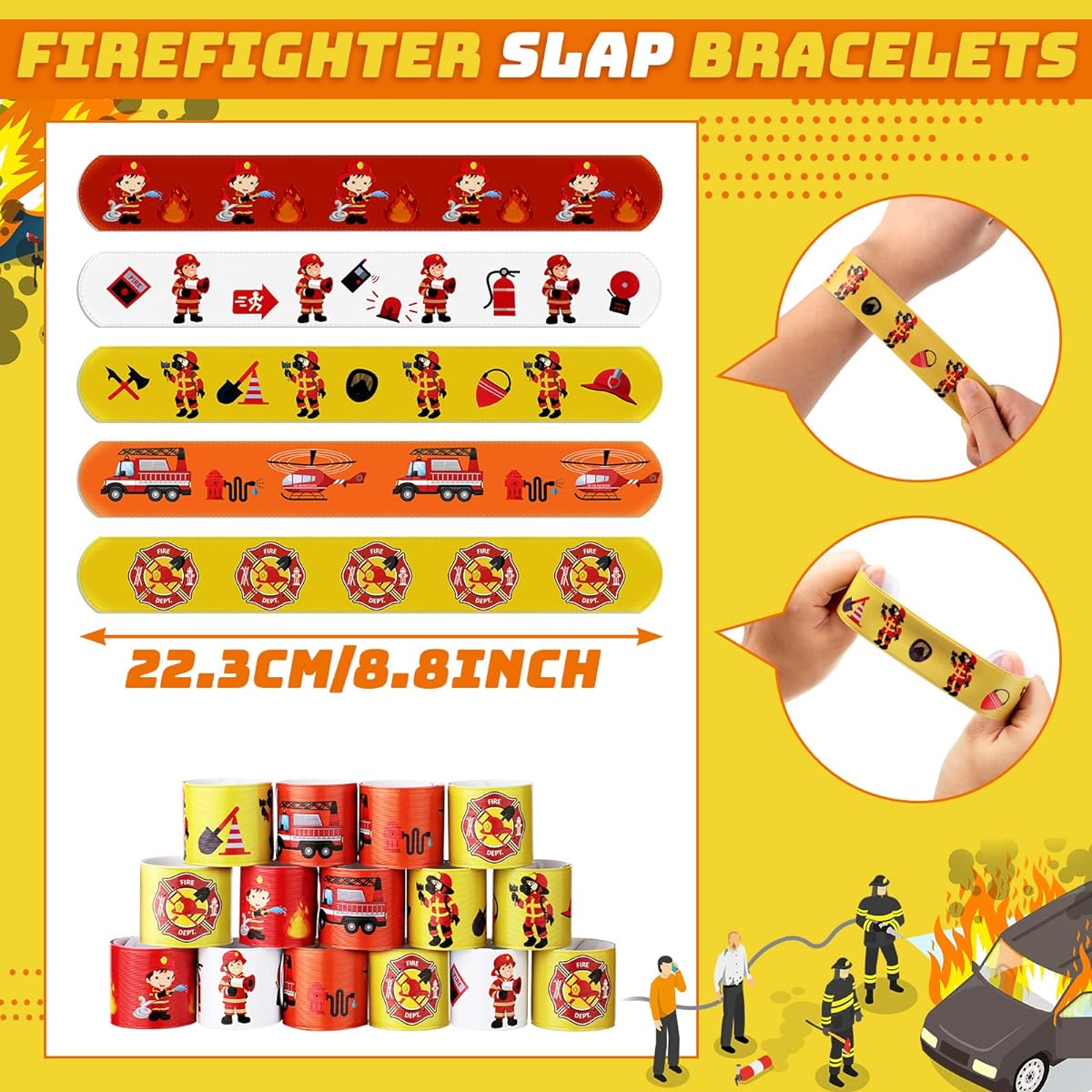 Fire Truck Slap Bracelet Fireman Snap Bracelets Party Favors Fireman Party Decorations Fireman Party Decorations Fire Truck Party Favors for Kids Party Favors Class Rewards Exchange Gifts 36 Pieces