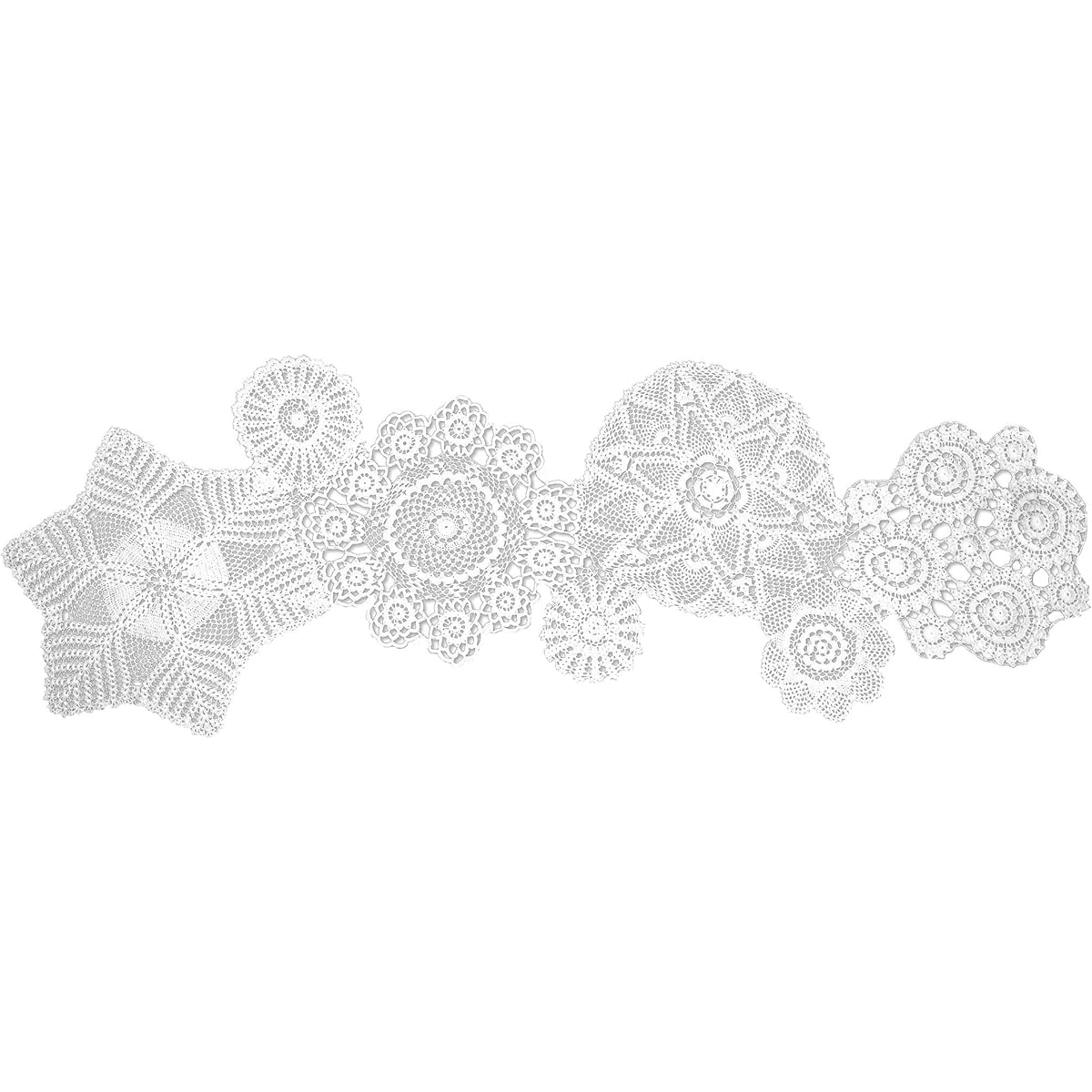 Heritage Lace Blue Ribbon Crochet Table Runner 14 x 50 inches Cream