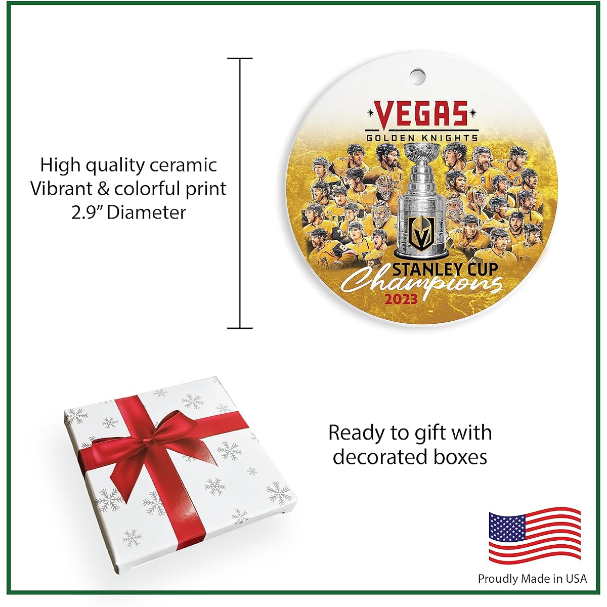 Vegas Knights Stanley Cup Ornament 2023 Champions We Want The Cup Golden Ornament