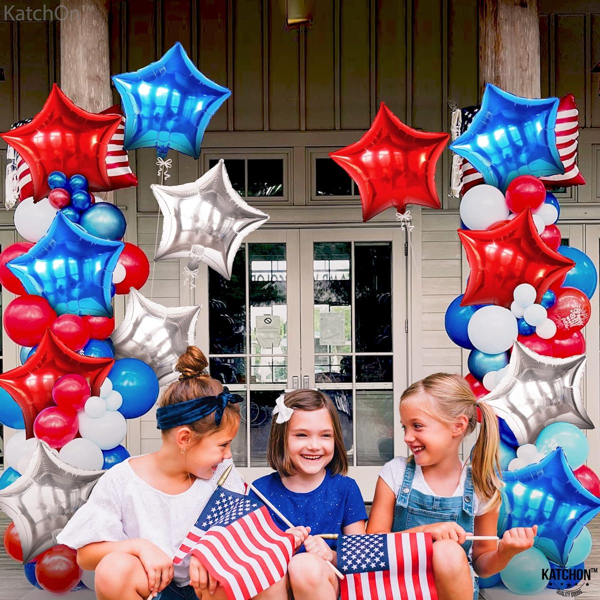 KatchOn Red White Blue Star Balloons 12 Pack | 4th of July Decorations, 4th of July Decorations, Independence Day Balloons, USA Balloons, Patriotic Decor