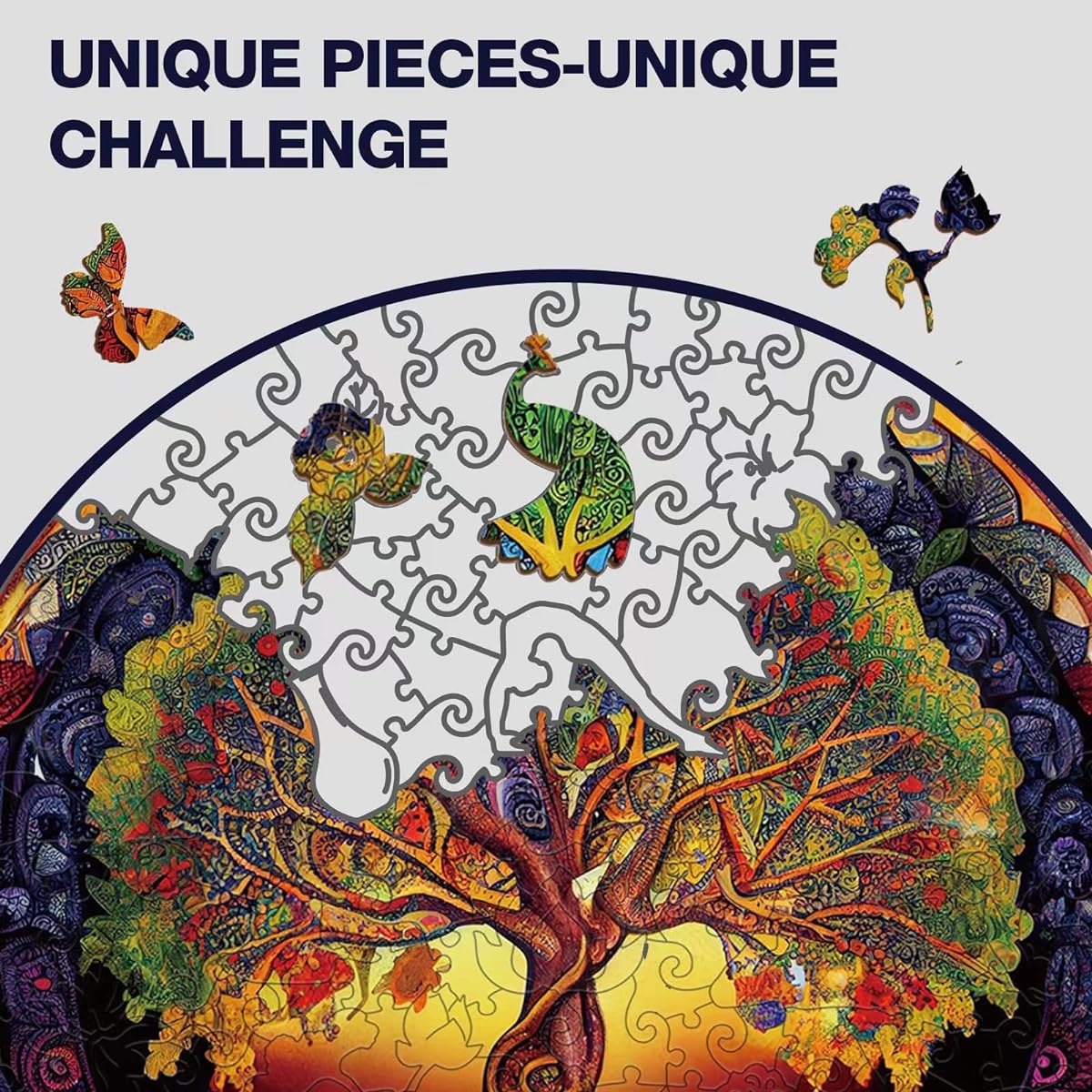 Wooden Jigsaw Puzzles for Adults: Unique Shape Tree of Life Puzzle, Mandala Wooden Puzzle for Adults, Best Round Wooden Puzzles, Crafthub Gifts for Kids and Adults, 12 x 12 Inch (200 Pieces)