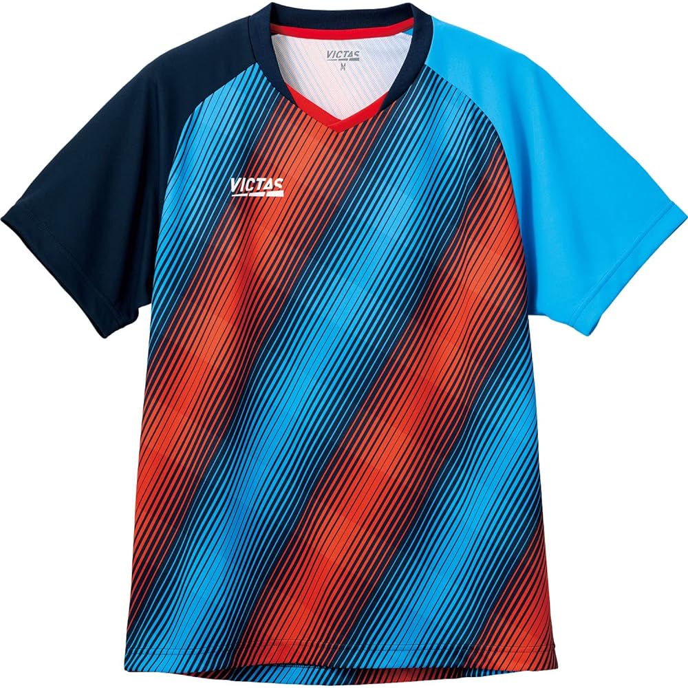 VICTAS Table Tennis Game Shirt, Bias Stripe Game Shirt, J.T.T.A (Japan Table Tennis Association) Officially Approved, Unisex, Available in Junior Sizes, 612301