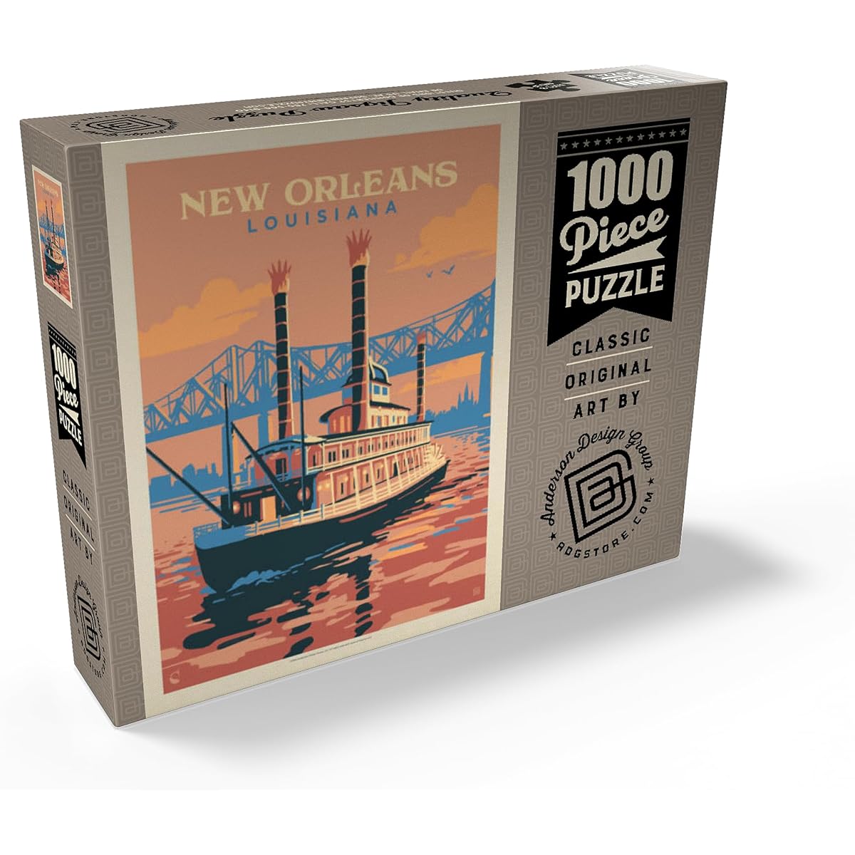 New Orleans: Sunset River Cruise Vintage Poster - Premium 1000 Piece Jigsaw Puzzle for Adults