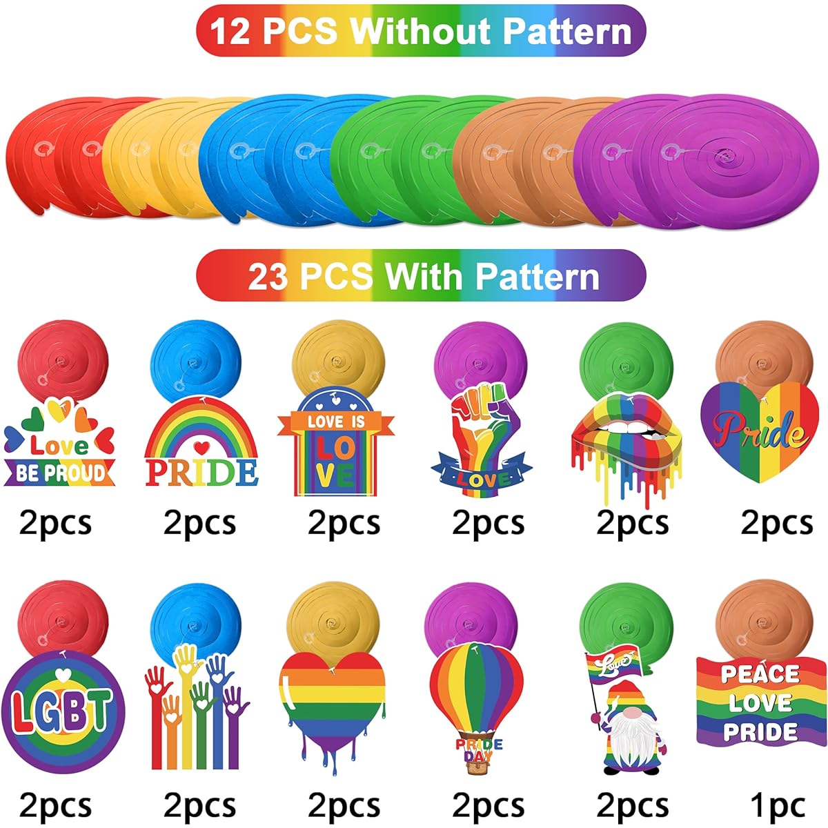 35pcs Gay Pride Decorations Hanging Swirls - Love is Love Pride Hanging Decorations LGBT Rainbow Pride Party Decorations Swirls, NO-DIY Gay Pride & LGBTQ Party Decorations Supplies