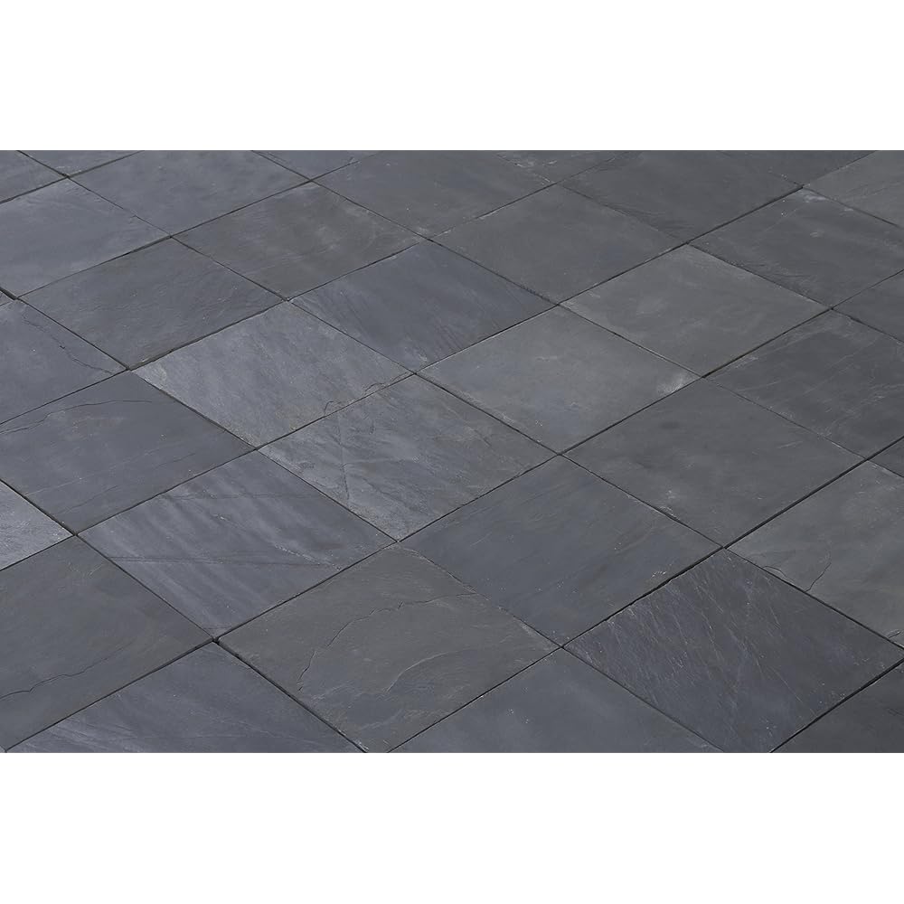 Takasho Just Lay Tiles Natural Stone Black Set of 9 Approx. W30 x D30 x H2.8cm