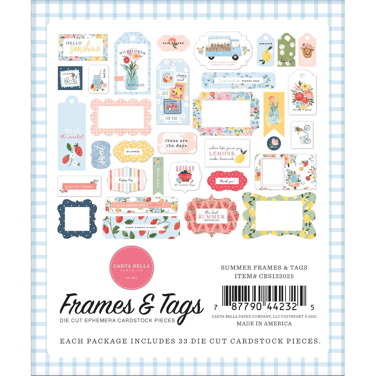 Carta Bella Cardstock Ephemera 33/Pkg-Frames & Tags, Summer -BS133025