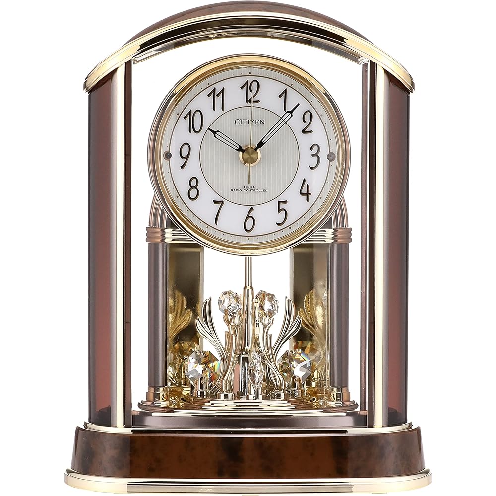 RHYTHM Citizen Table Clock Radio Clock Analog Pal Amor R658N Crystal Decoration Brown (Wood Grain Finish) 29.5x22.8x13.4cm CITIZEN 4RY658-N23