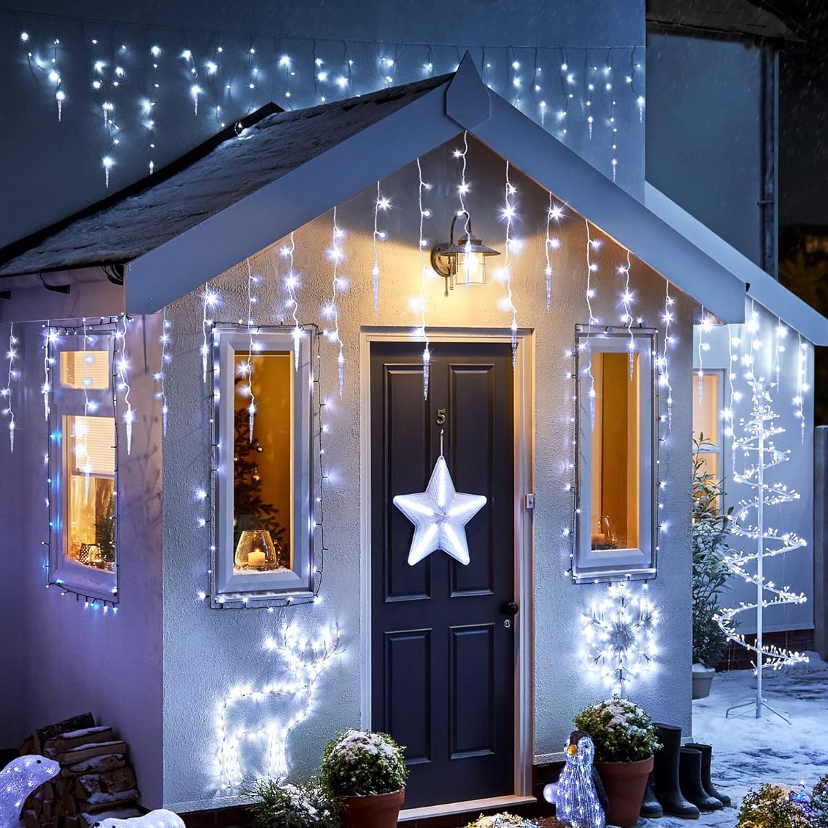 JMEXSUSS White Christmas Icicle Lights