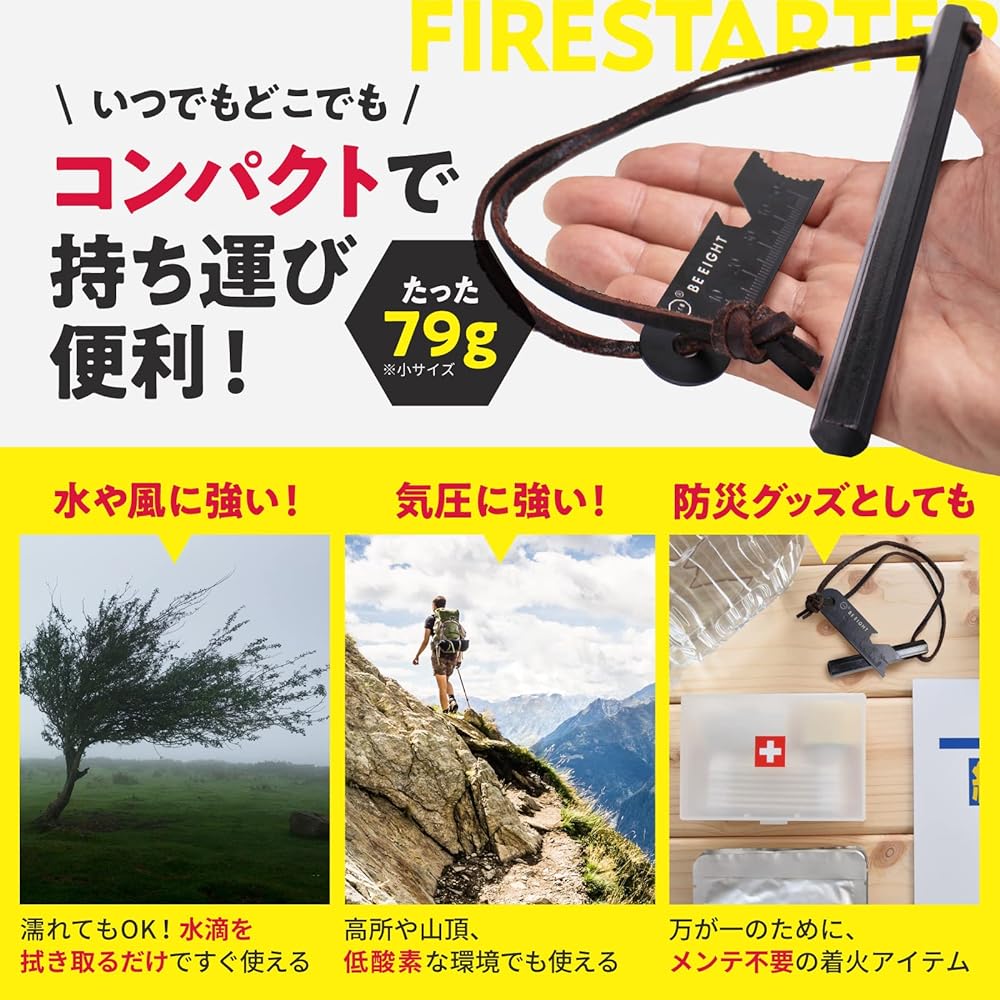 BE8 Fire Starter Hexagonal Magnesium Fire Starter Ignition Flint 127mm