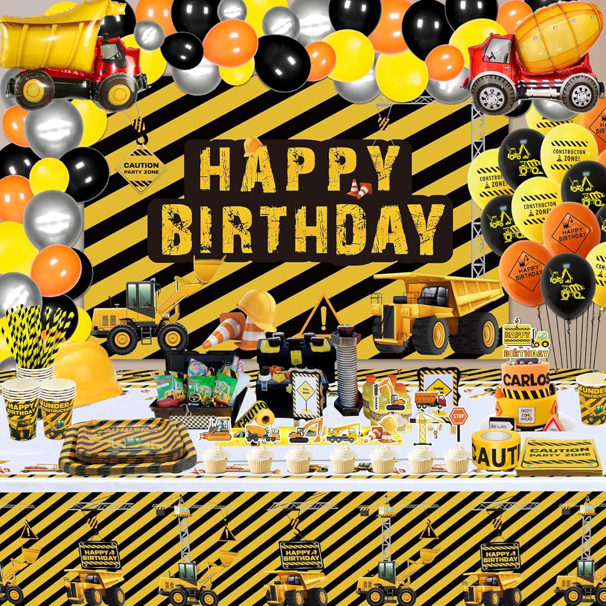 Construction Birthday Party Supplies Dump Truck Construction Birthday Decorations Construction Party Plates Construction Birthday Backdrop Construction Foil Balloons for 20