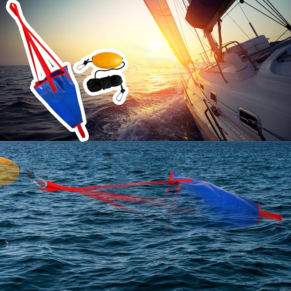 18ft Kayak Tow Rope Line Buoy Ball Float Leash Sea Brake System + PVC Sea Anchor Rogue Sailing Drift Brake Drift Socks Suitable for 12-14ft/14-16ft Marine Boat Yacht Kayak