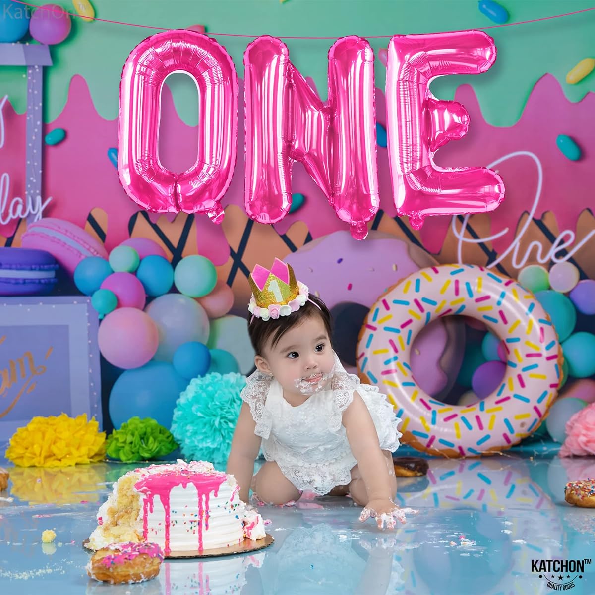 KatchOn Hot Pink Balloons 16 Inch Pink Balloons for 1st Birthday Decorations 1 Pink Balloons for 1st Birthday Decorations 1 Birthday Balloons