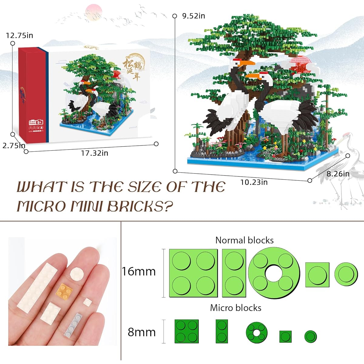 NEWABWN Plants and Trees Micro Building Blocks Set for Adults, Chinese Architecture Model for Home Collection, Birthday Toys, Not Compatible with Major Brands (3666 PCS)