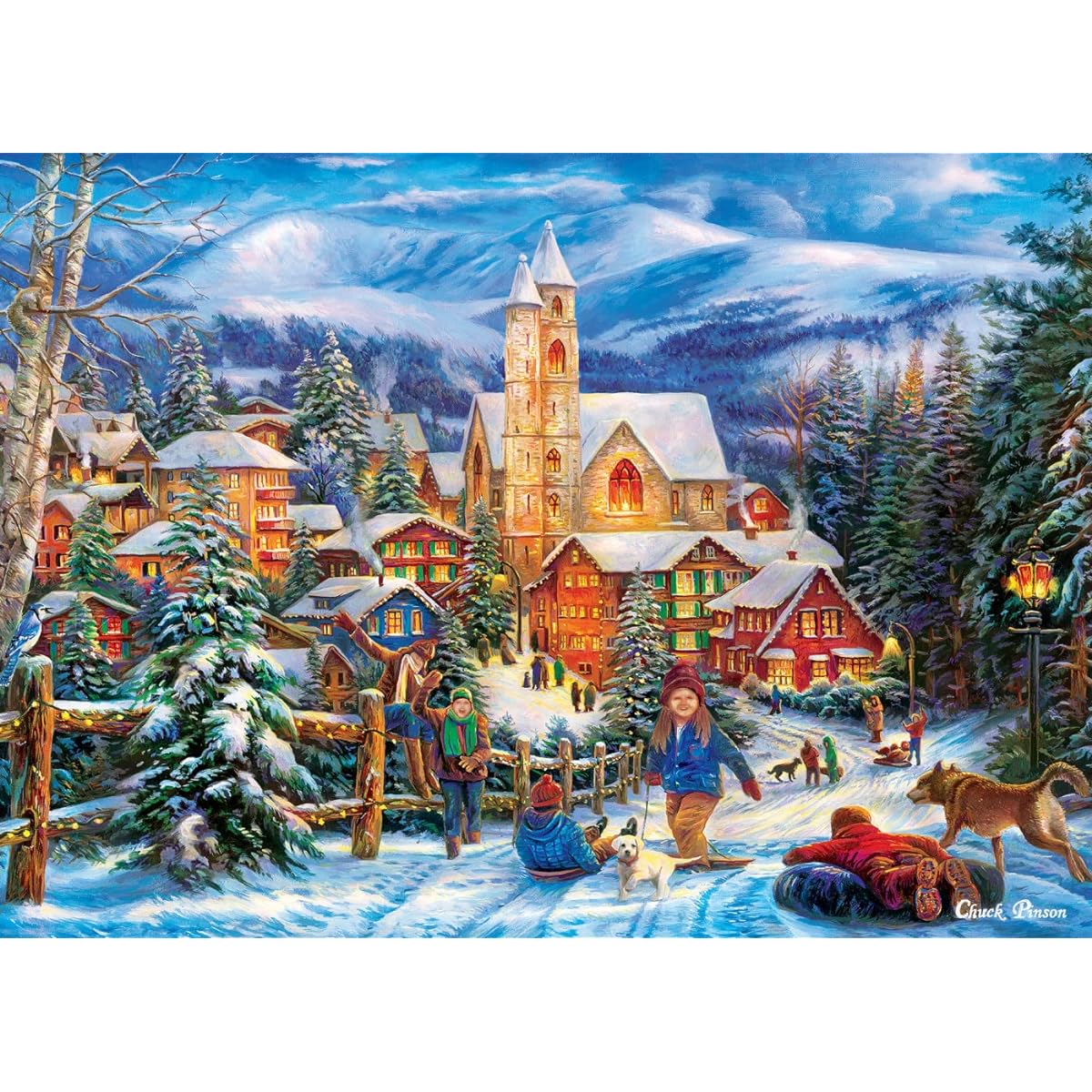 MasterPieces 1000 Piece Christmas Jigsaw Puzzle - Sledding at Home - 19.25"x26.75"