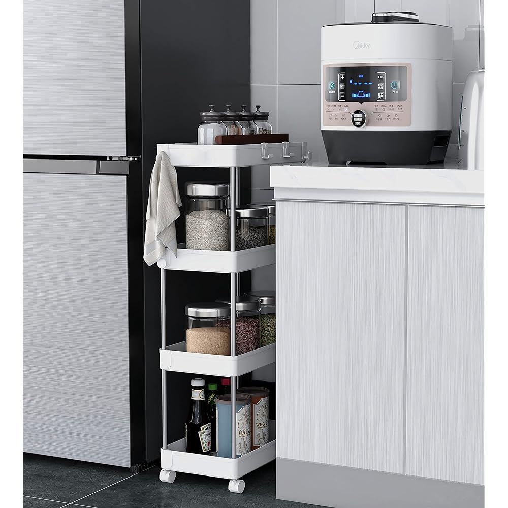 Pearl Metal Storage Cart Wagon 4 Tiers White Replus N-7949