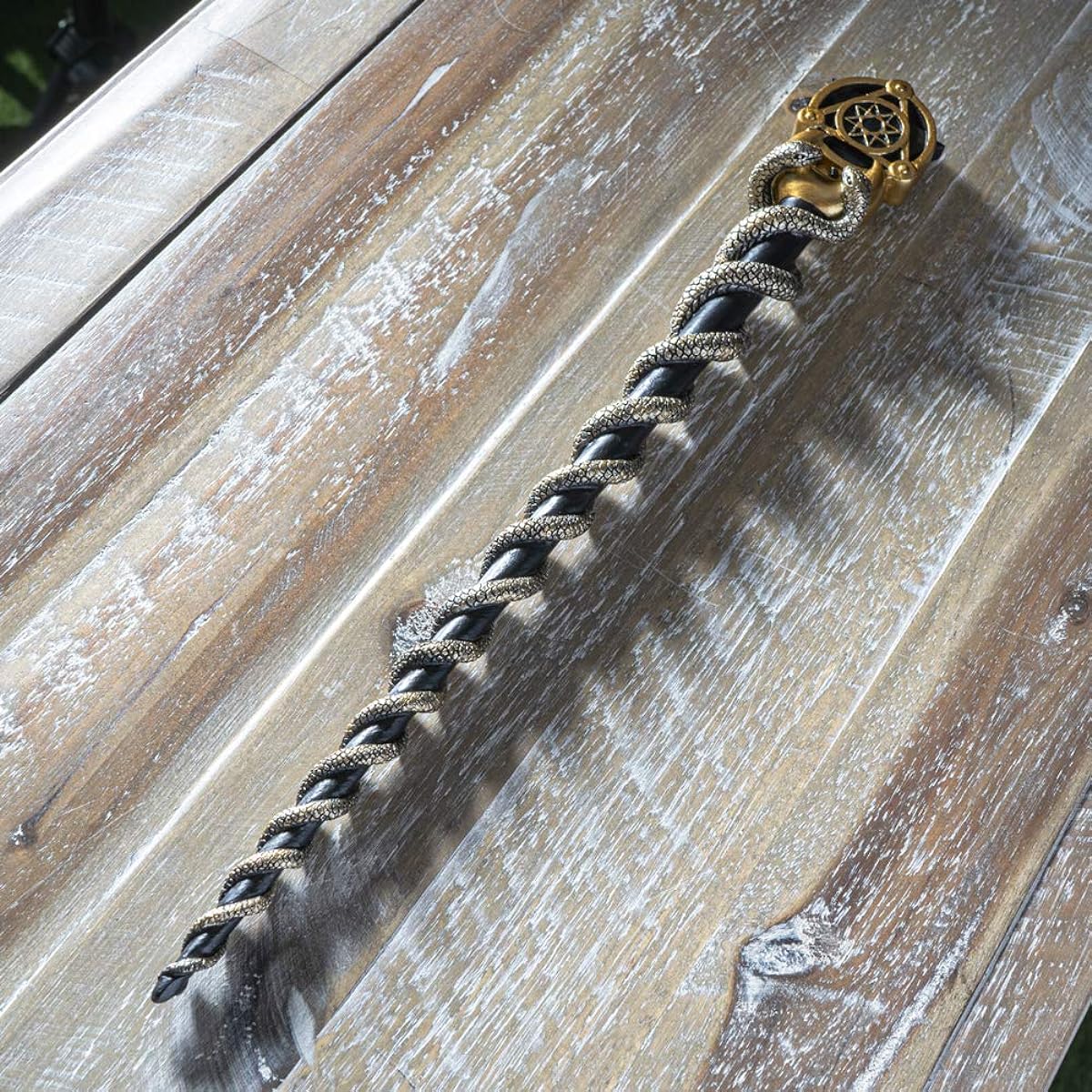 Ebros Wicca Occult Mysticism Philosopher Stone Elemental Sigil Caduceus Snake Crescent Alchemy Wand Cosplay Magic Wand Decoration Magical Spell Wizard Costume Prop Display Accessory